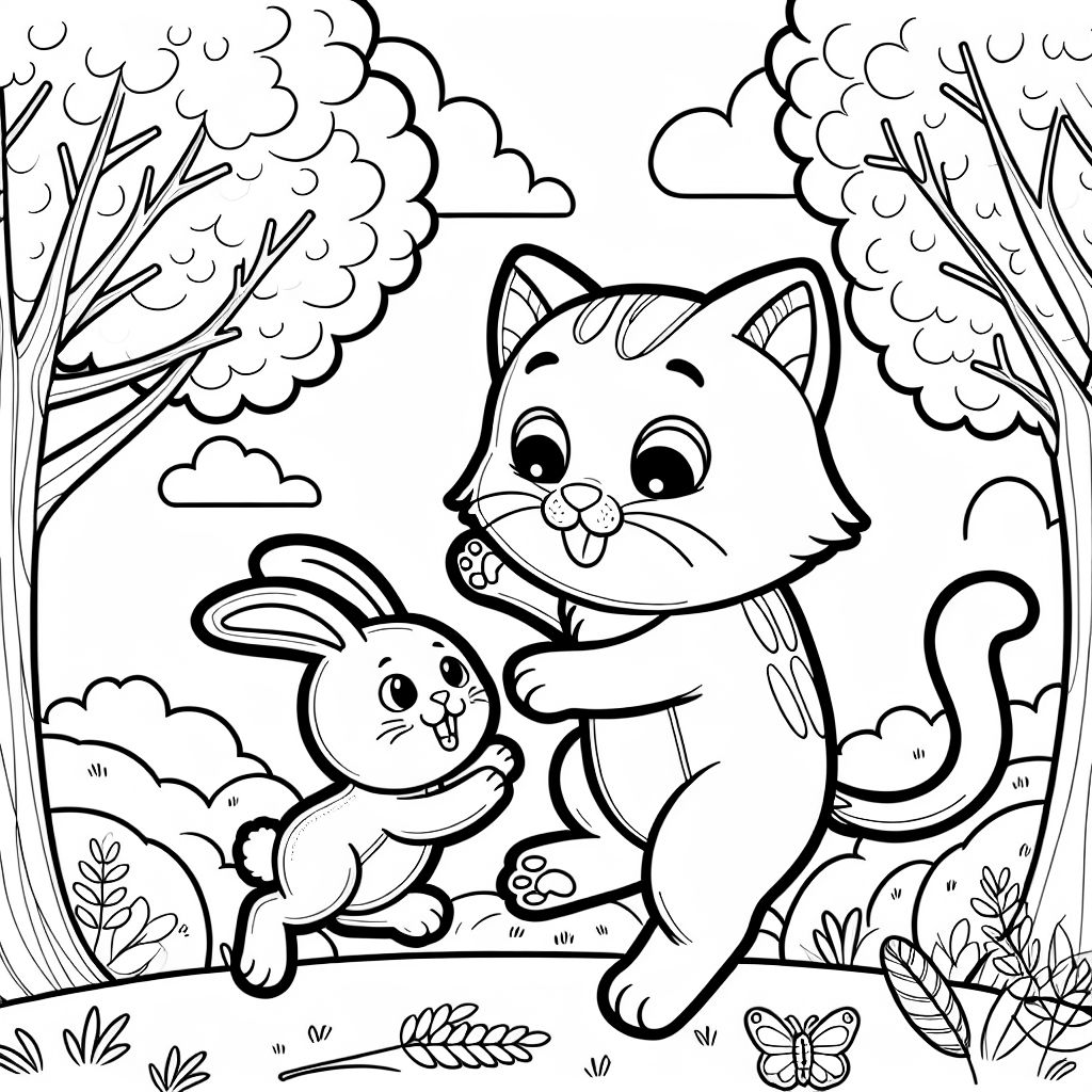 Cat And Rabbit Coloring Pages [2025]