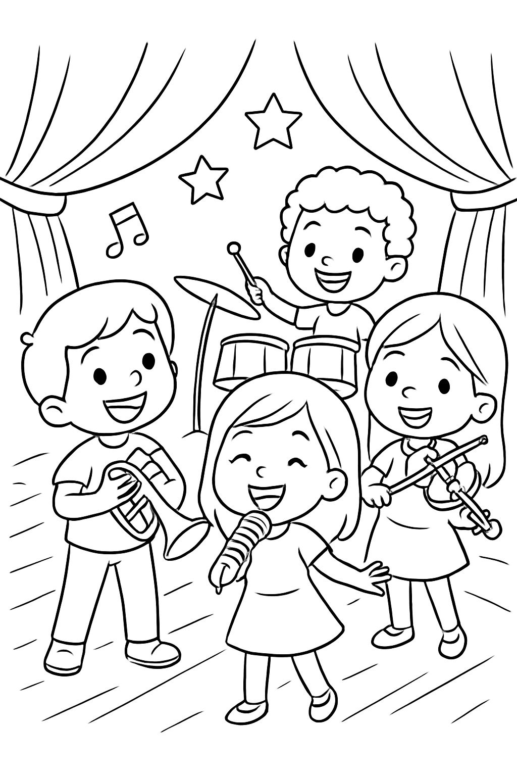 des étudiants réalisant une performance musicale