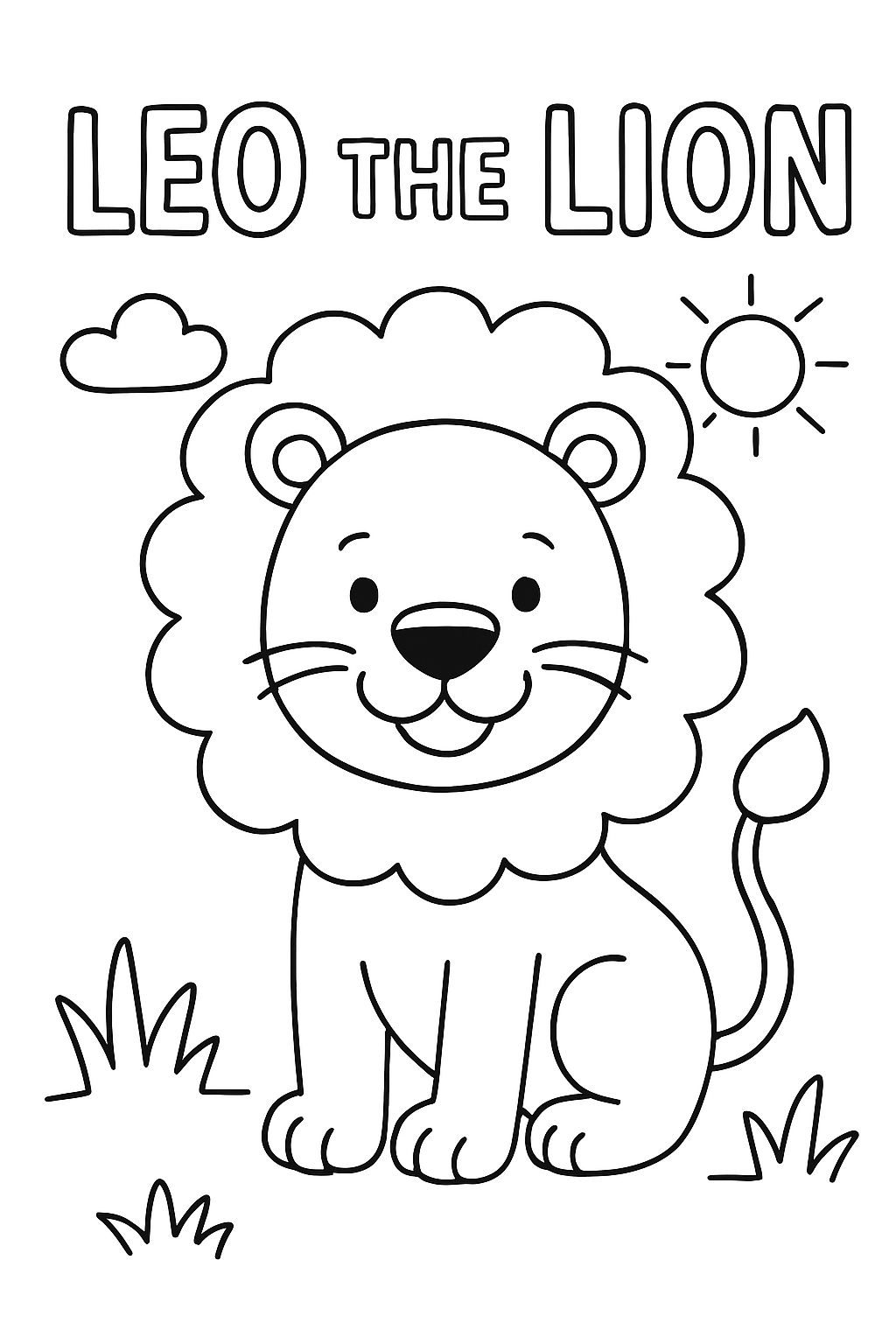 funny lion with 'Leo the Lion' written above
