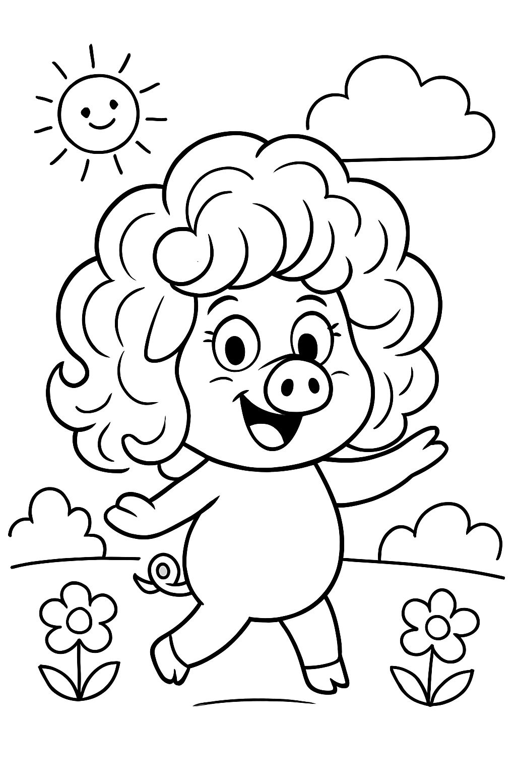 ein Schwein mit einer Perücke