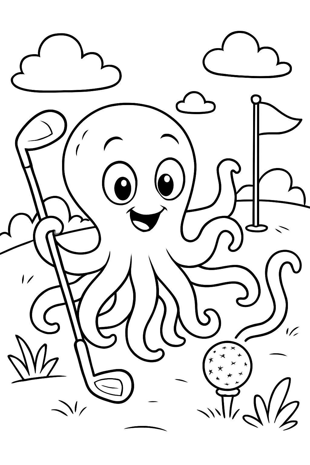 Pieuvre jouant au golf