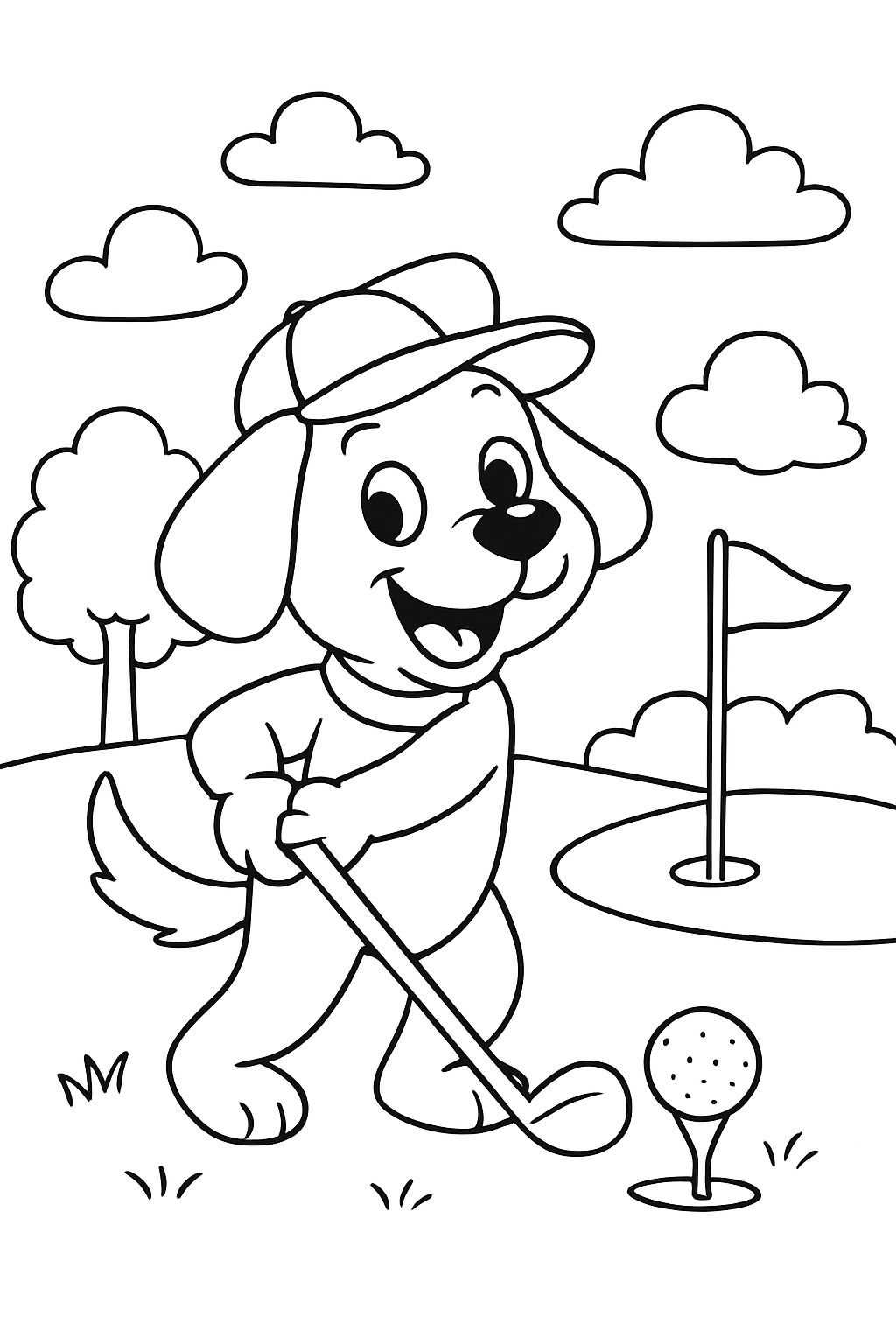 Chien en train de jouer au golf