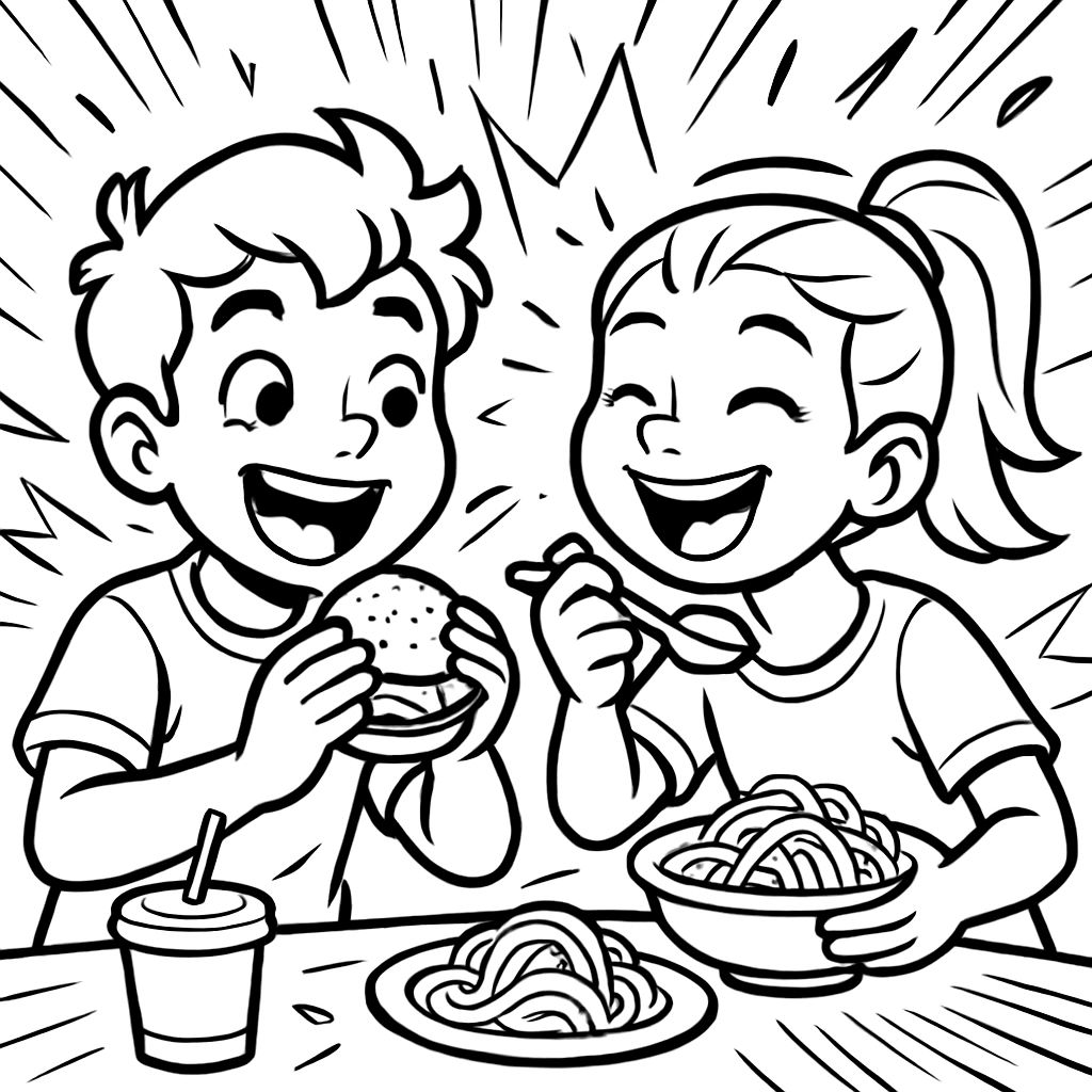 Crianças comendo felizes. Crianças comendo felizes.