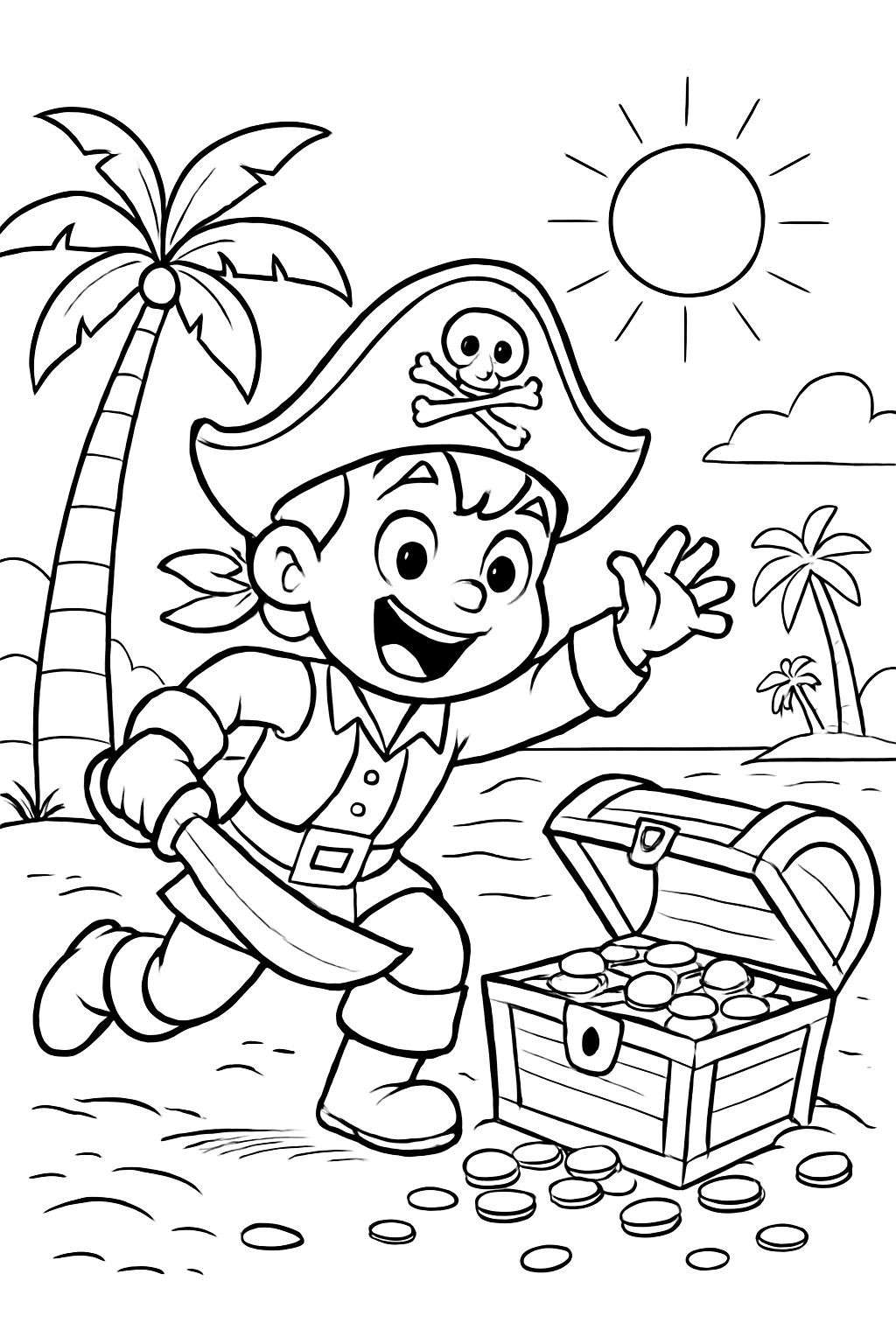 pirate finding treasure