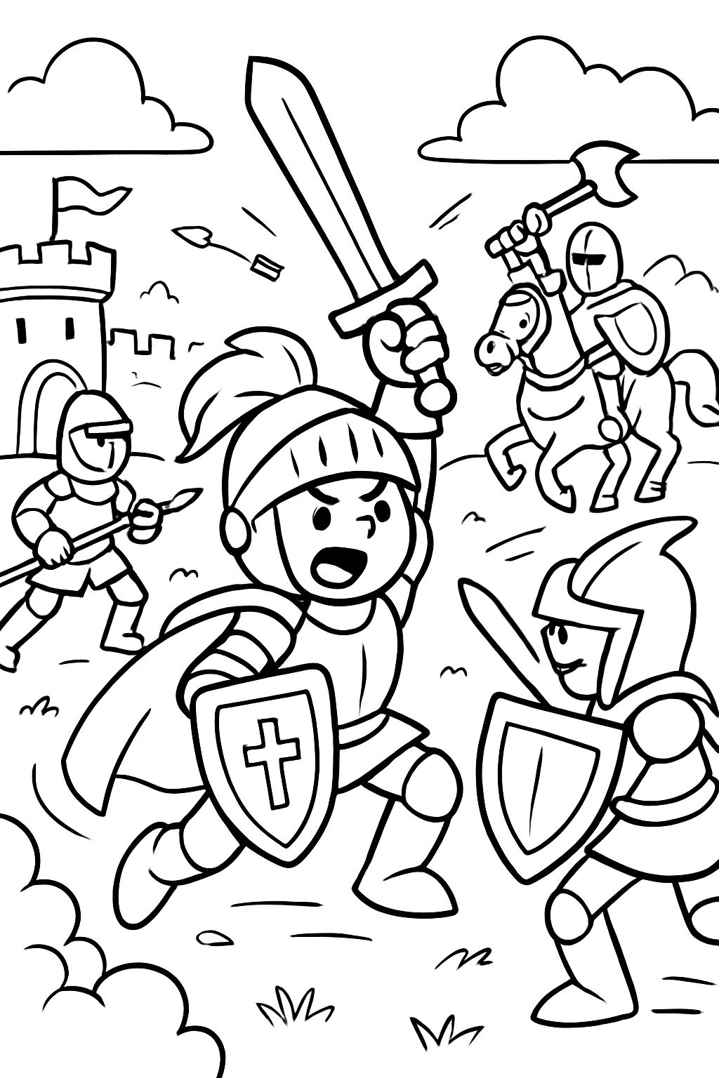 Ritter in einer mittelalterlichen Schlacht Ritter in einer mittelalterlichen Schlacht