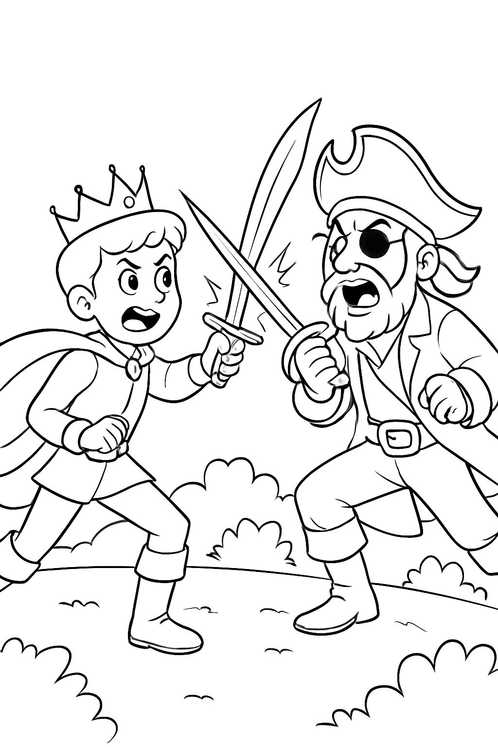 A prince swordfighting with a bad pirate. A prince swordfighting with a bad pirate.