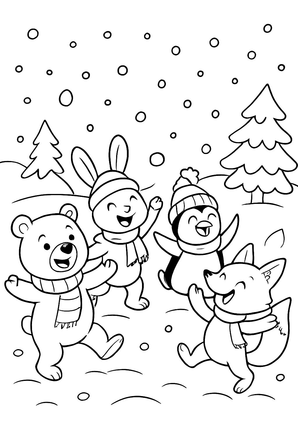 Winter animals partying