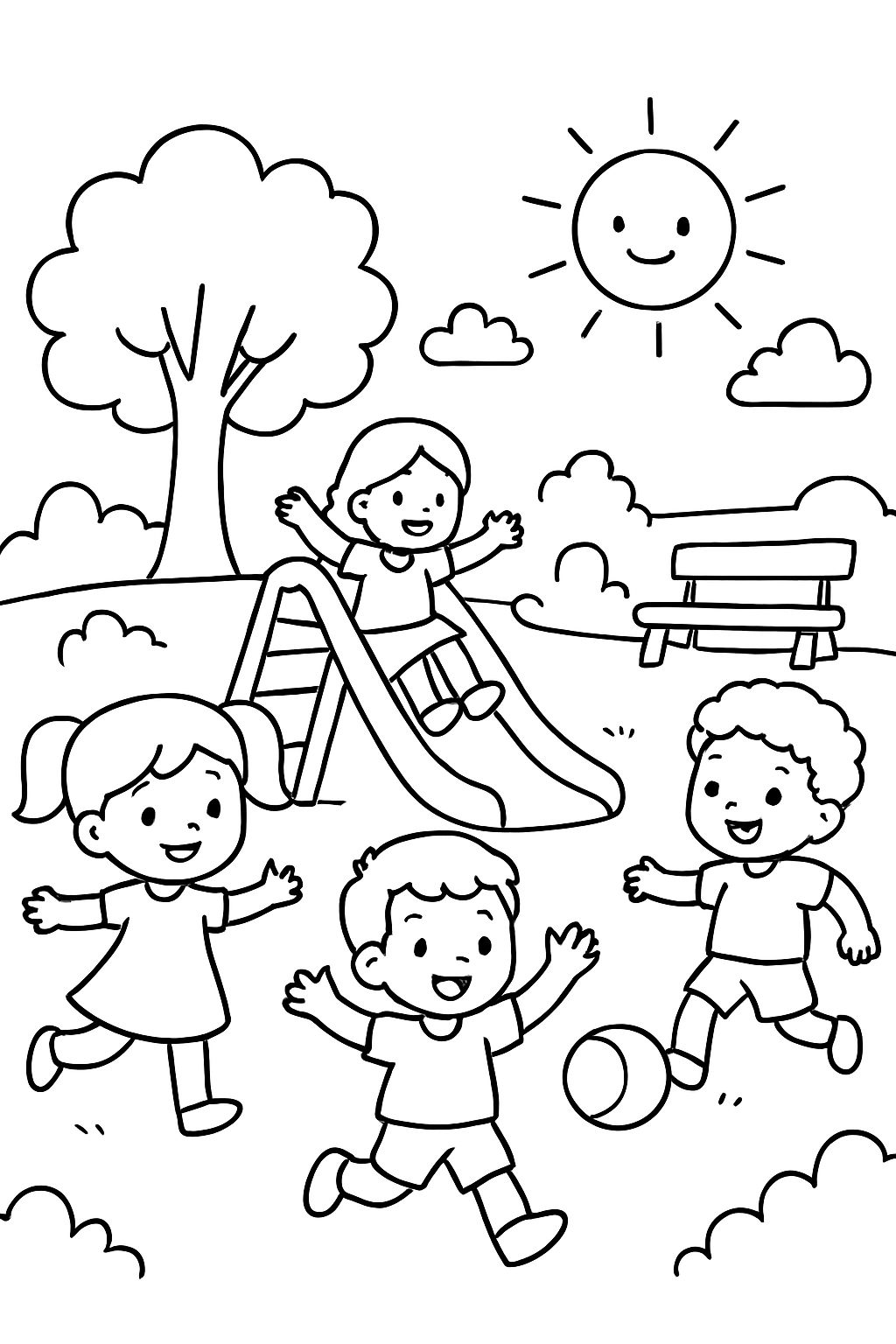 Crianças brincam felizes no parque Crianças brincam felizes no parque