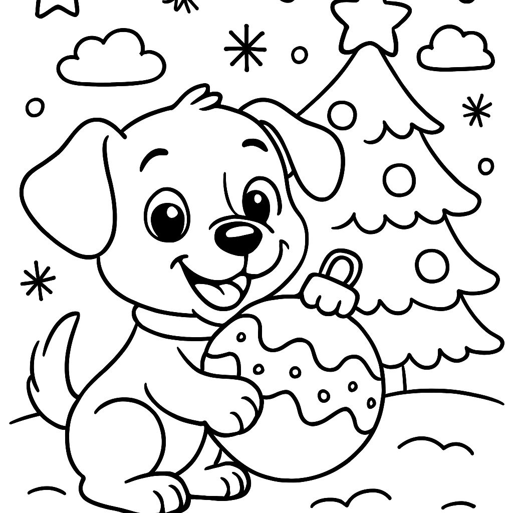 a puppy holding a christmas ornament a puppy holding a christmas ornament