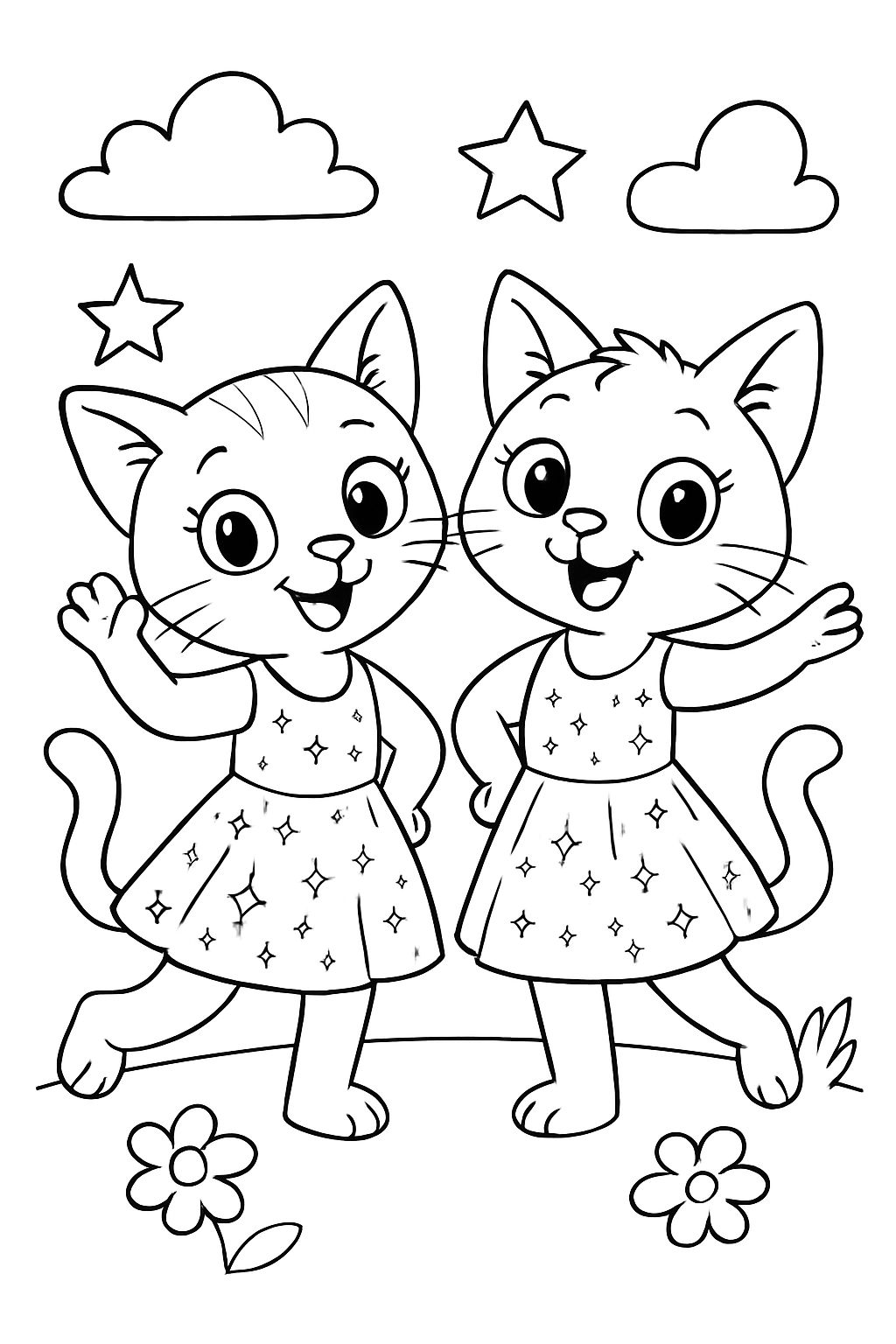 twin cats in sparkle dress