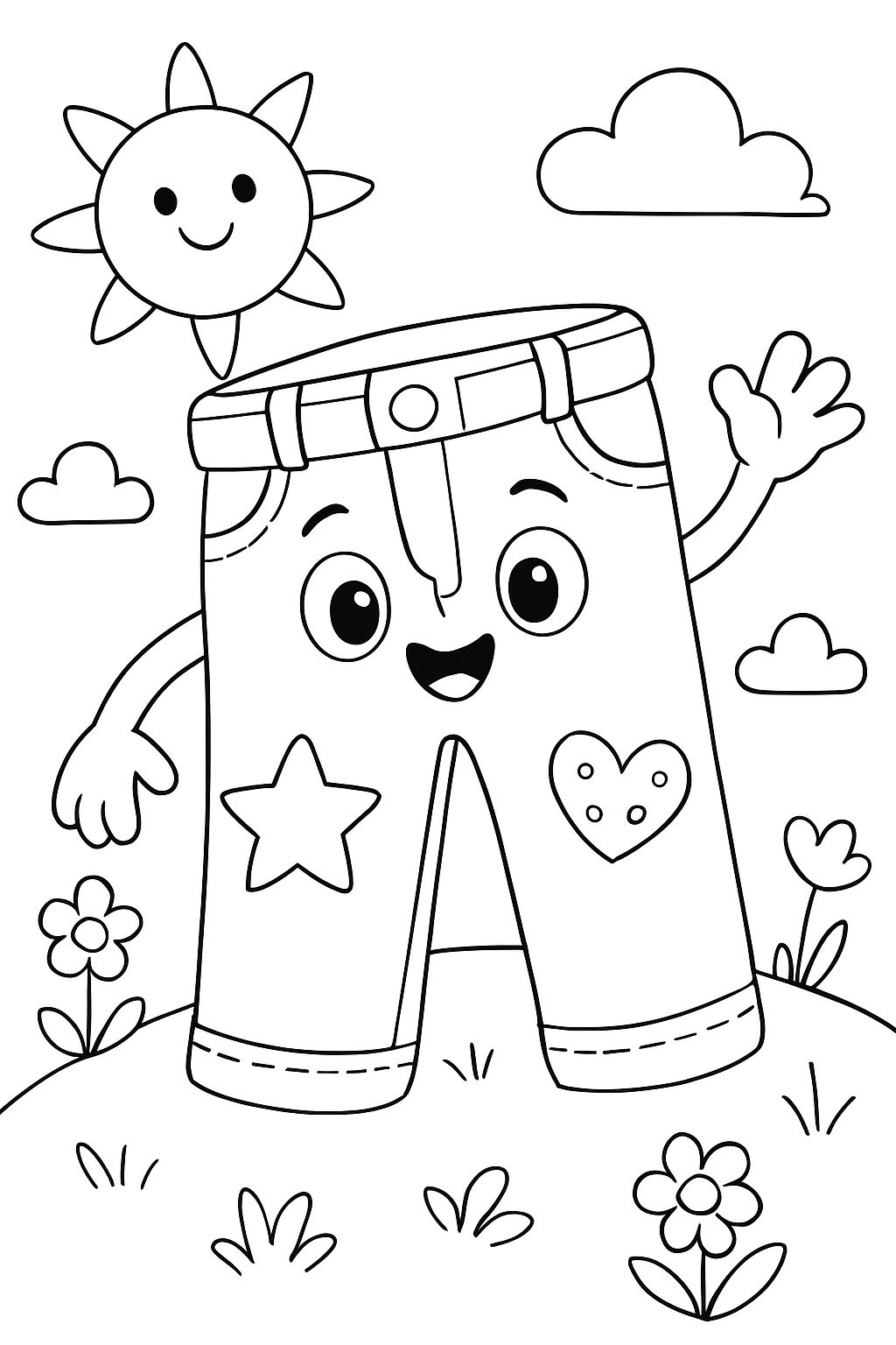 Niedliche Jeans mit einfachen Designs darauf