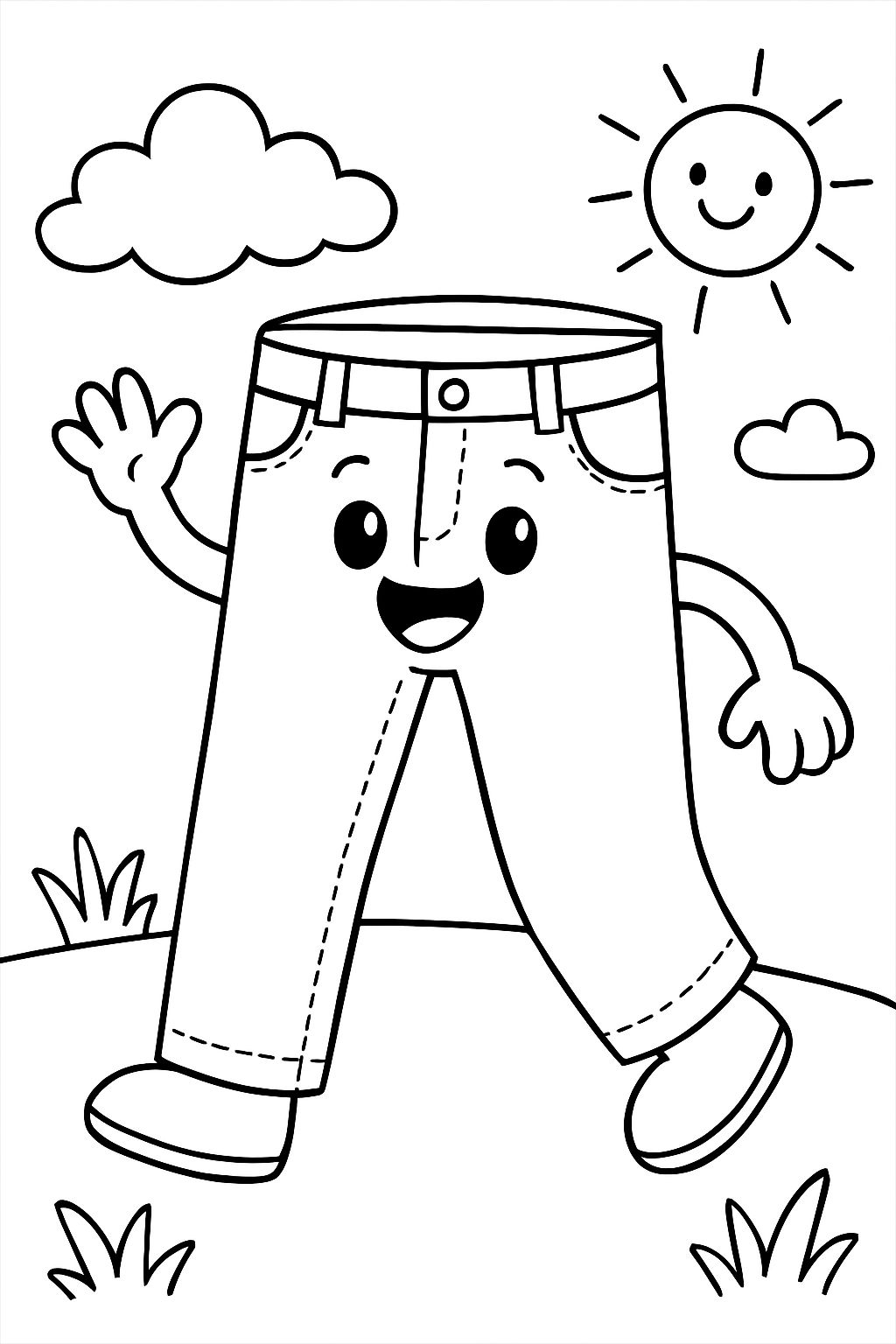 Simple design of jeans without a face on it.