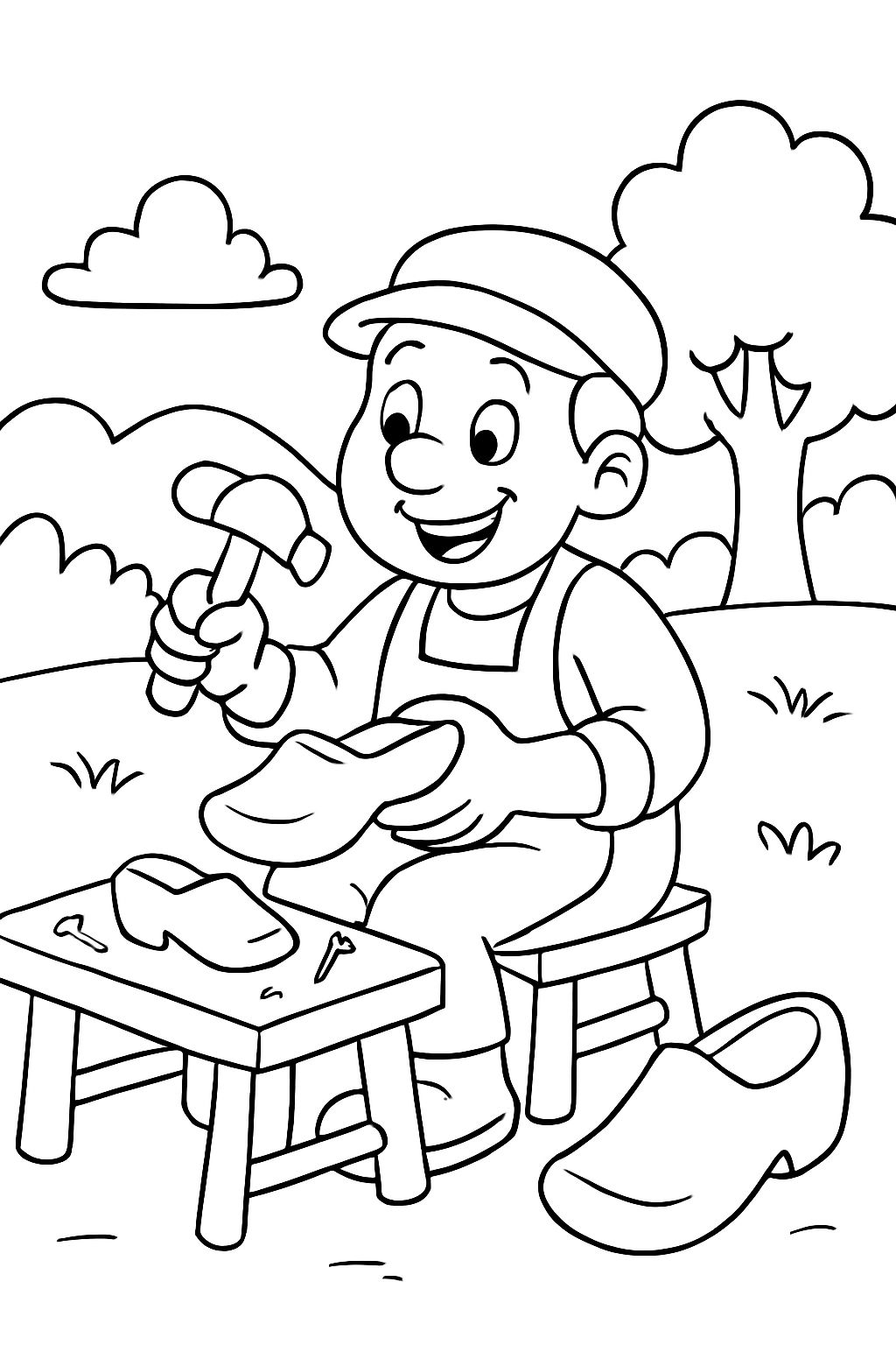 un sabotier fabriquant des sabots