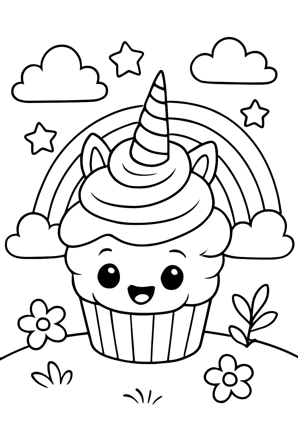 Cupcake with unicorn horn