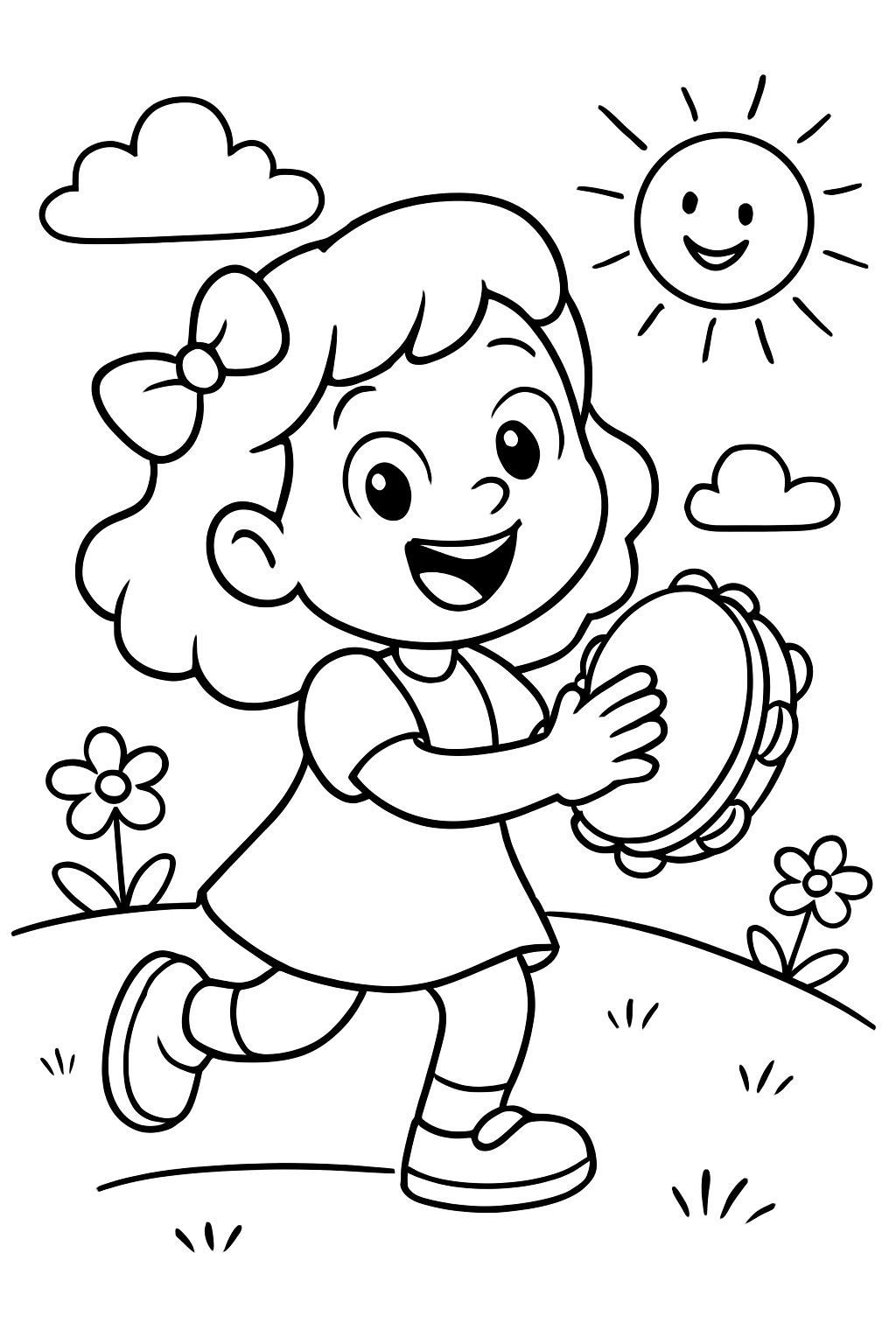 Niña tocando pandeiro