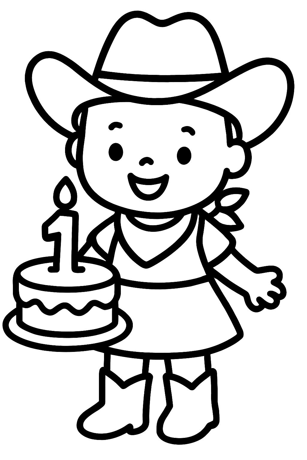 Happy 1st Birthday Riverlynn baby cowgirl with a cake