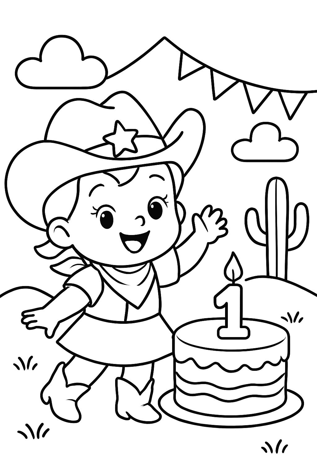 Baby cowgirl 1st birthday with cake