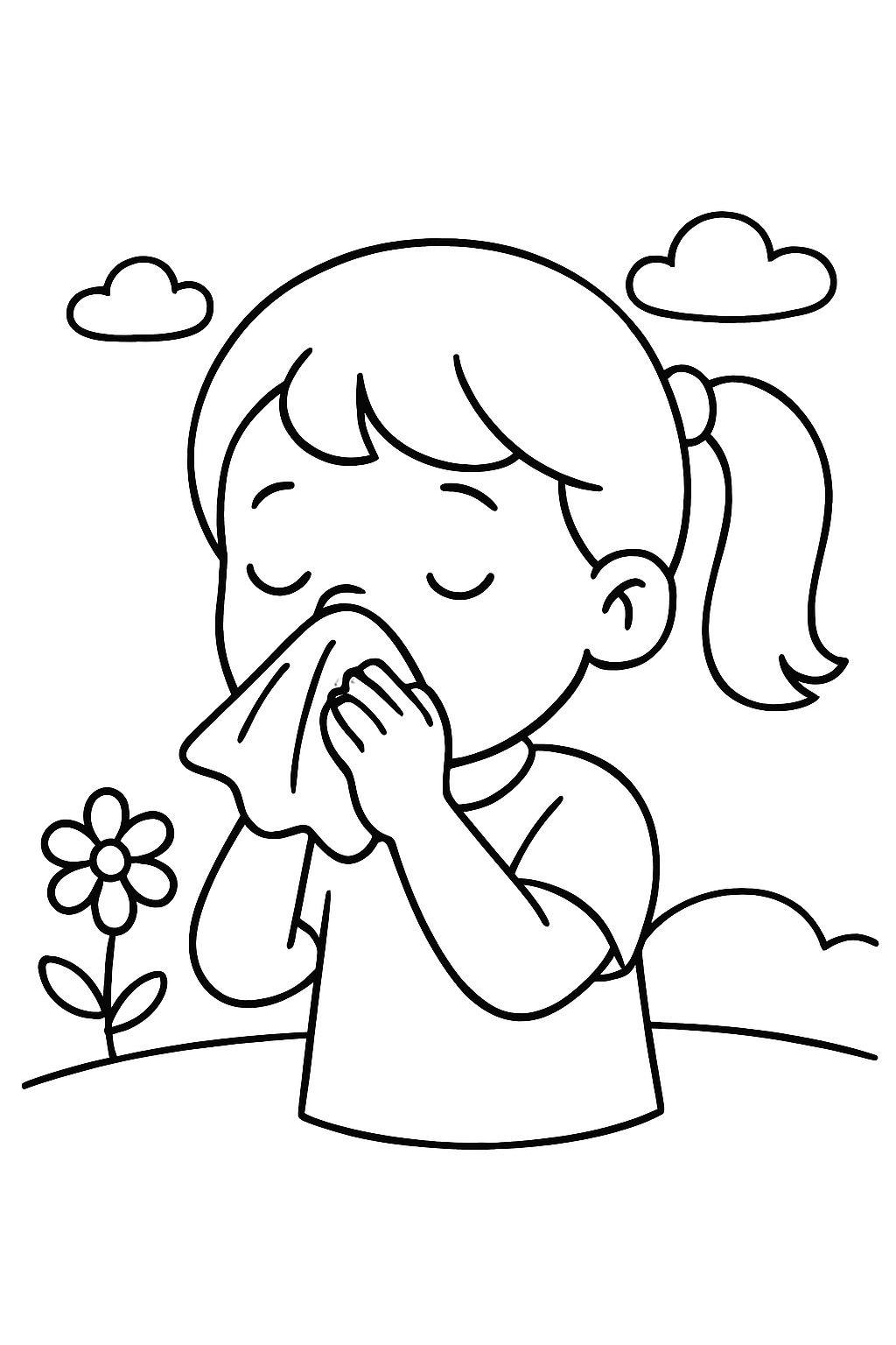 niña sonándose la nariz