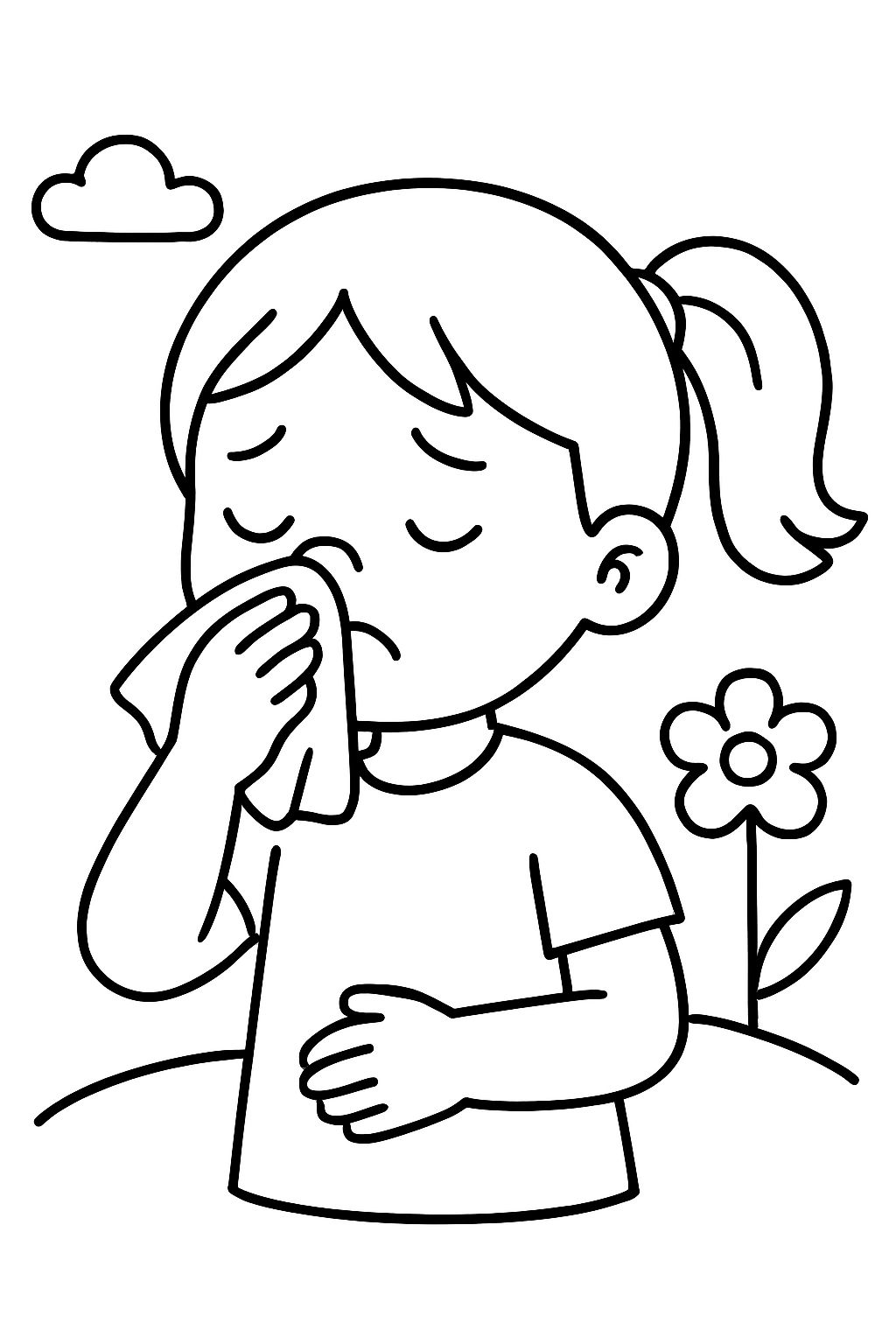 Mädchen putzt sich die Nase