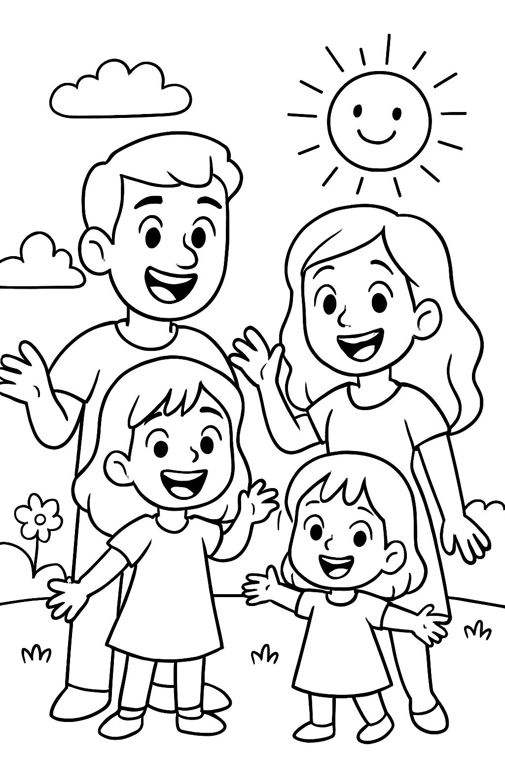 Mom, Dad, 5-year-old sister and 3-year-old girl.