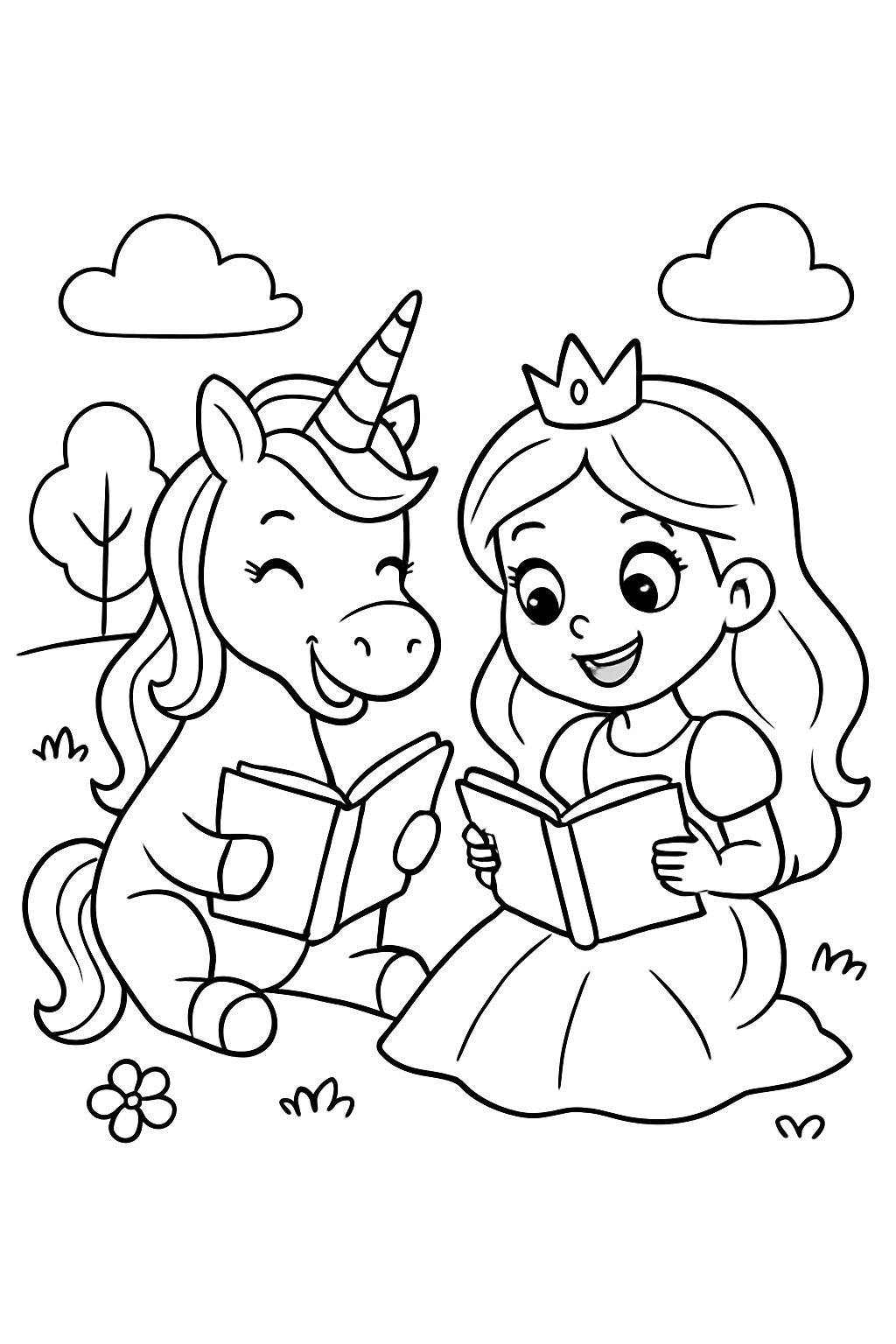 Unicorns and princesses reading books