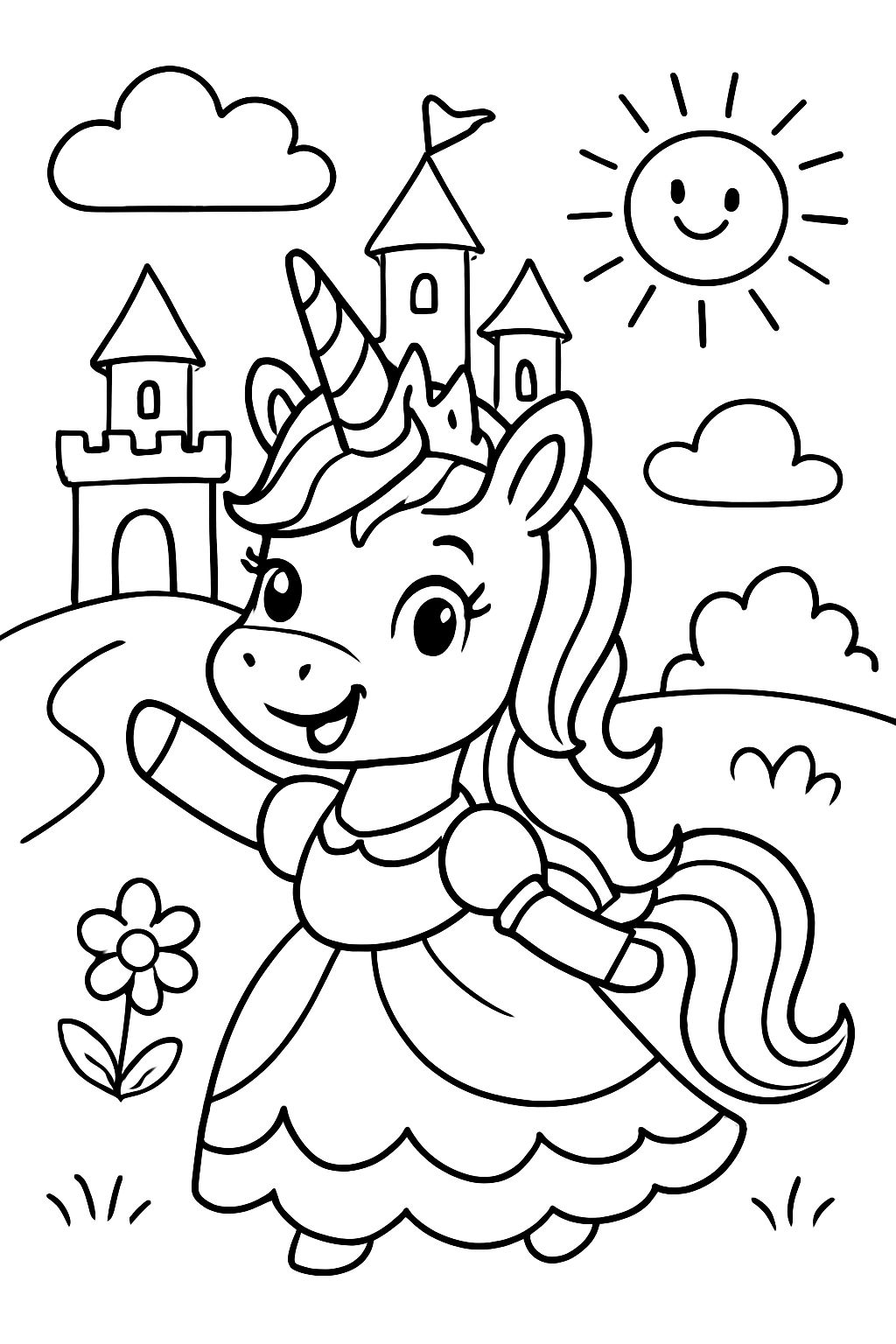 Unicórnio como uma princesa