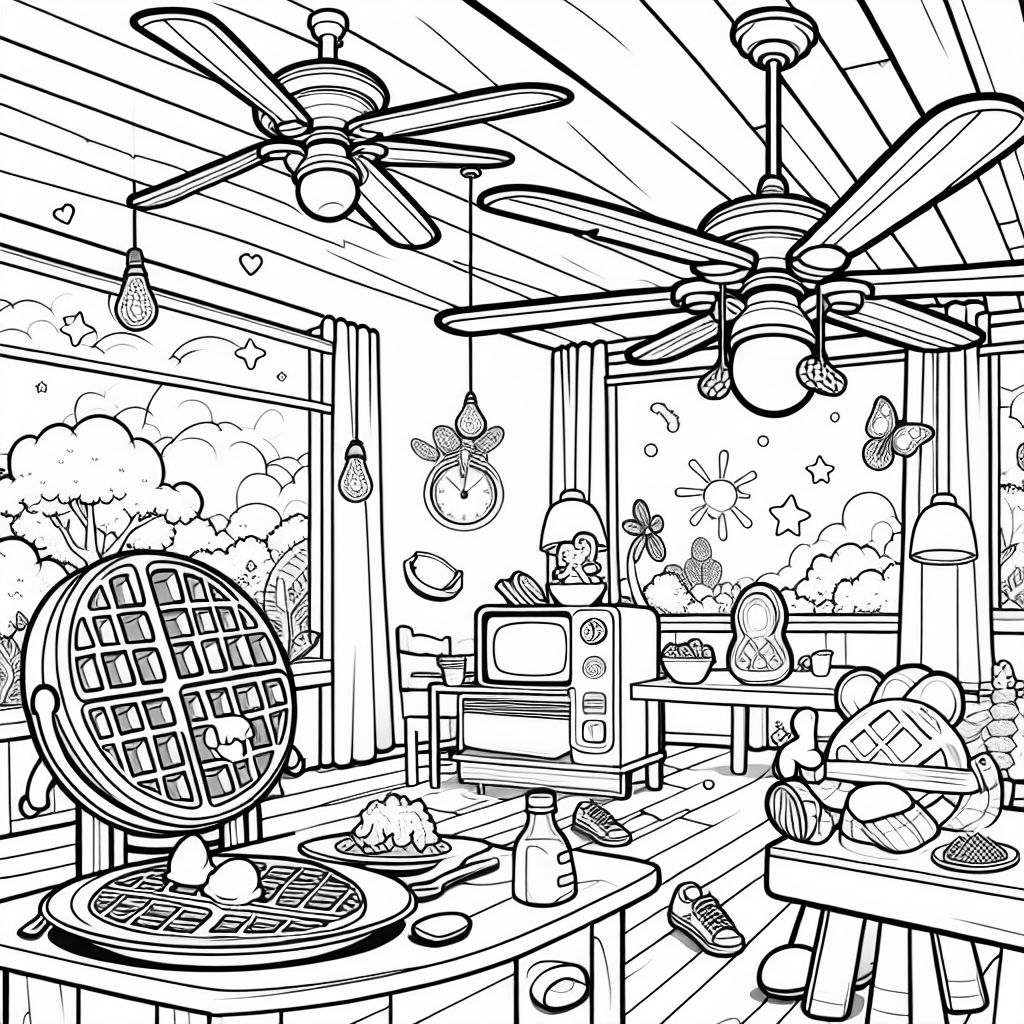 'waffle and ceiling fan heaven' Coloring Page | bubbely