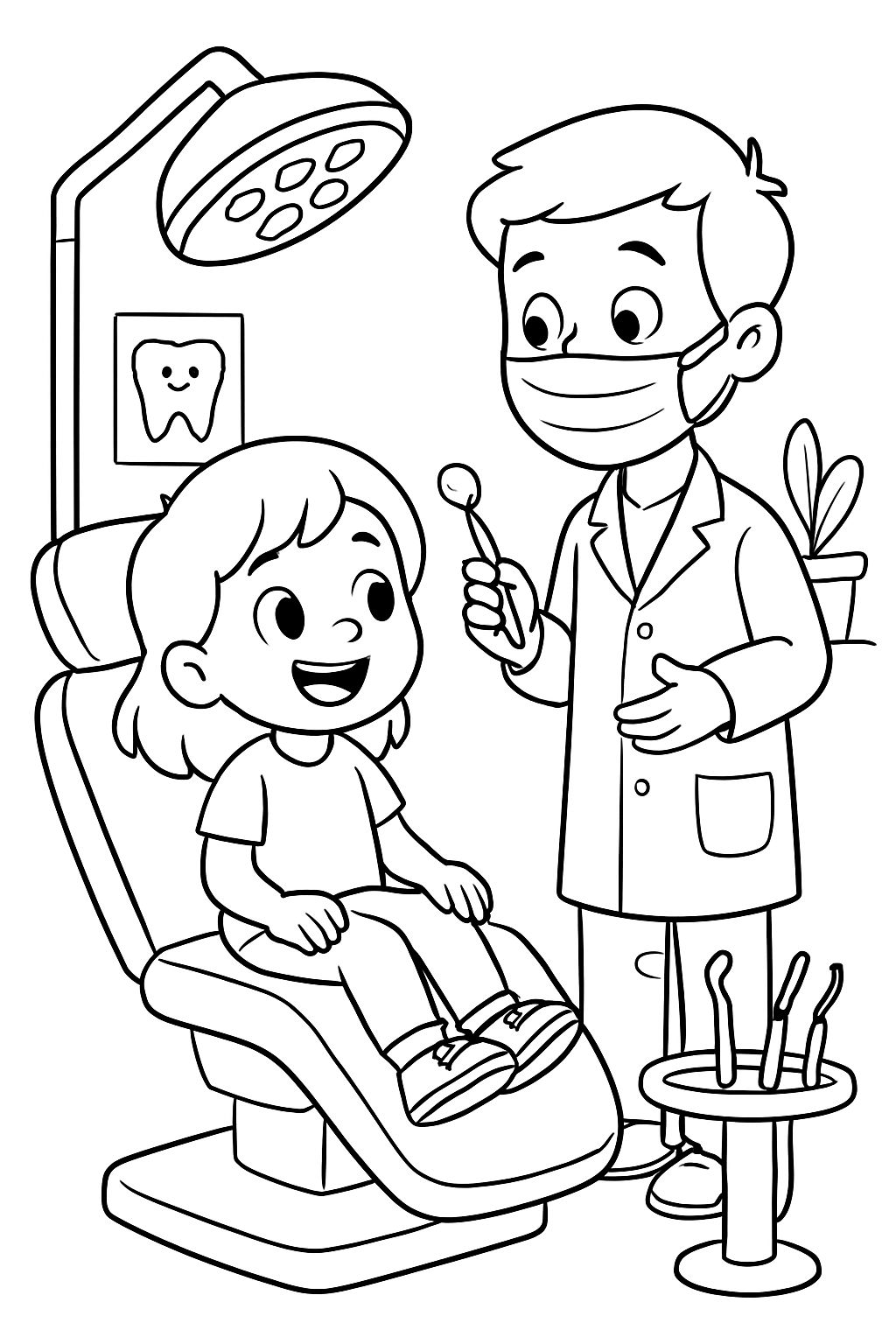 Child sitting at the dentist on the treatment chair