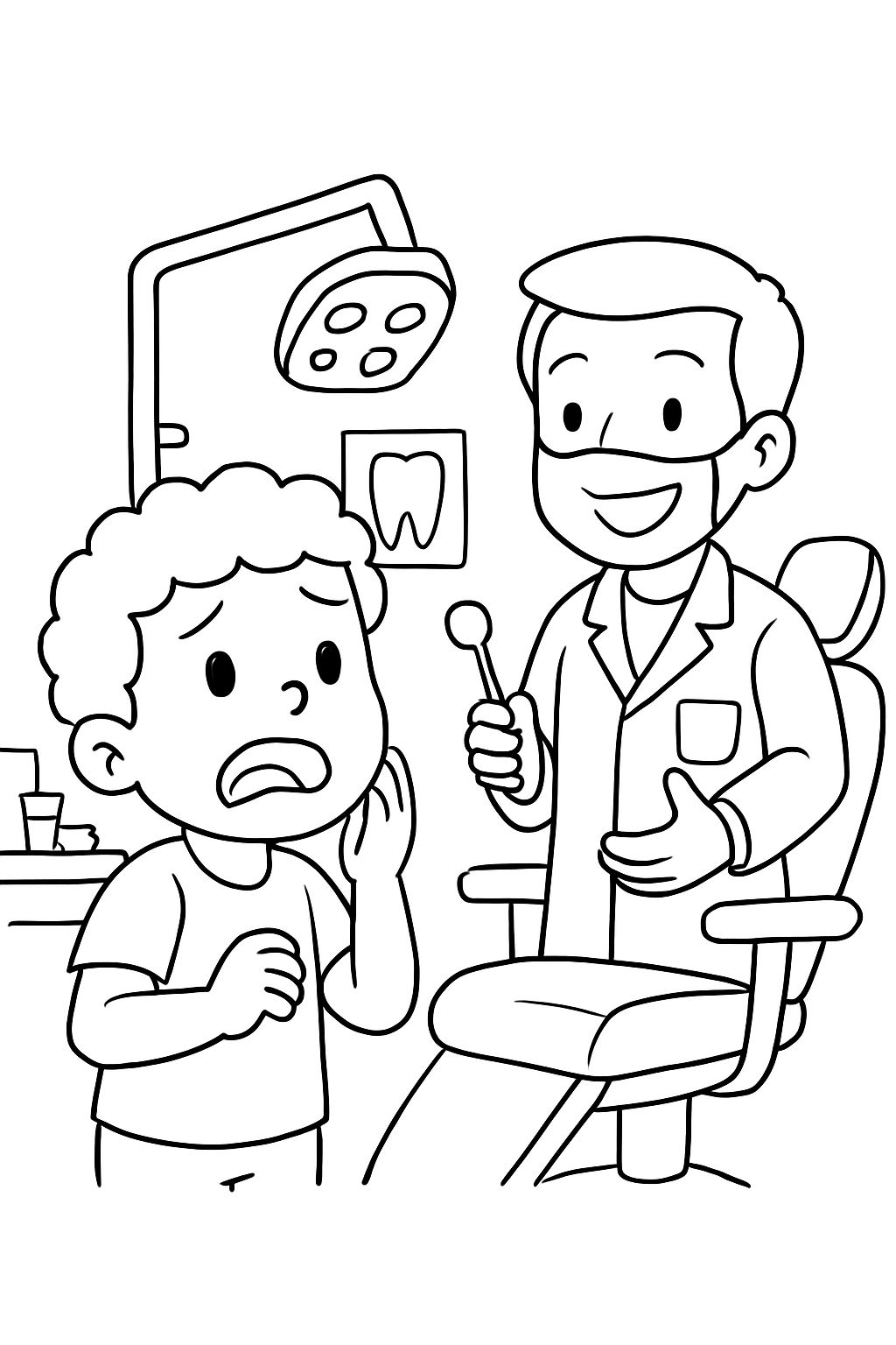 Niño con miedo de ir al doctor o dentista.