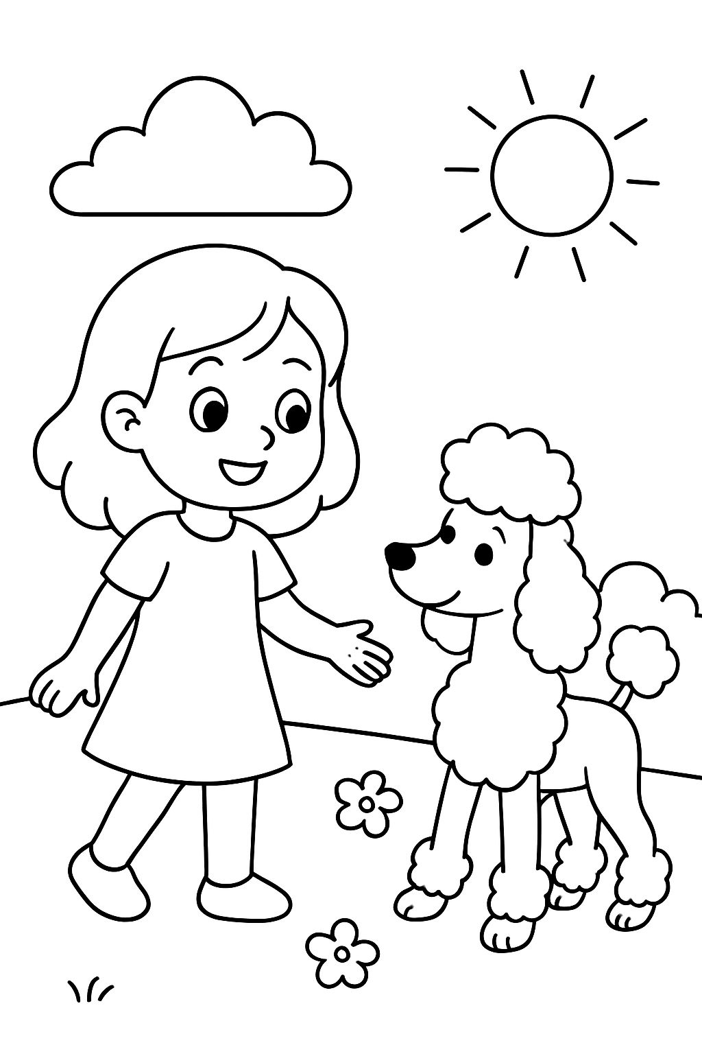 fille et chien caniche