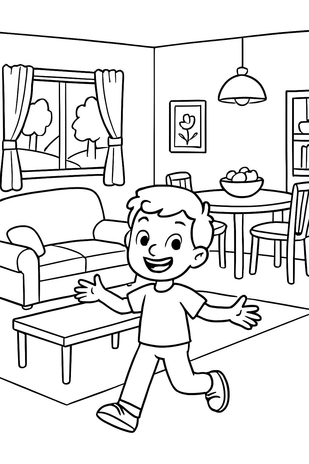 uma sala de estar e sala de jantar