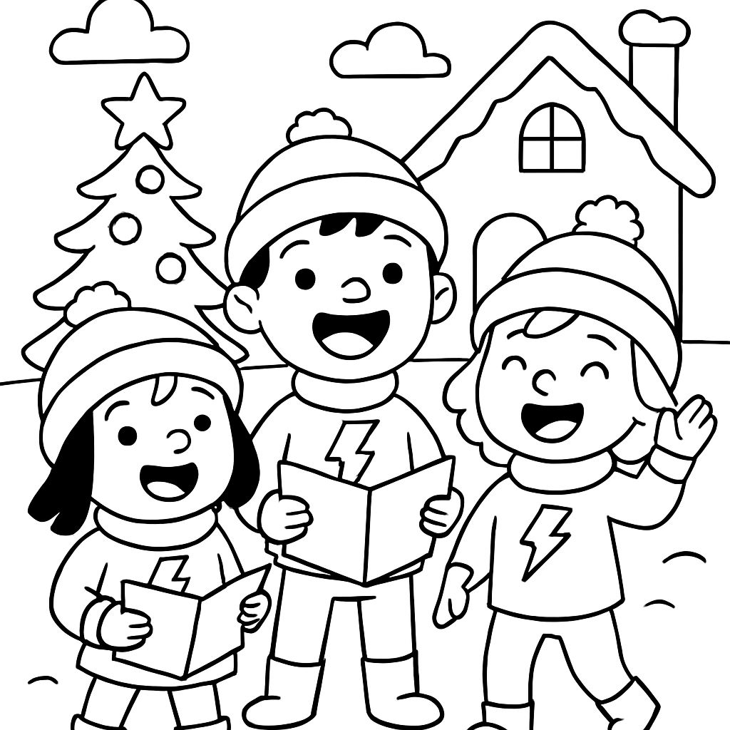 christmas carolers with lightening bolts on their outfits christmas carolers with lightening bolts on their outfits