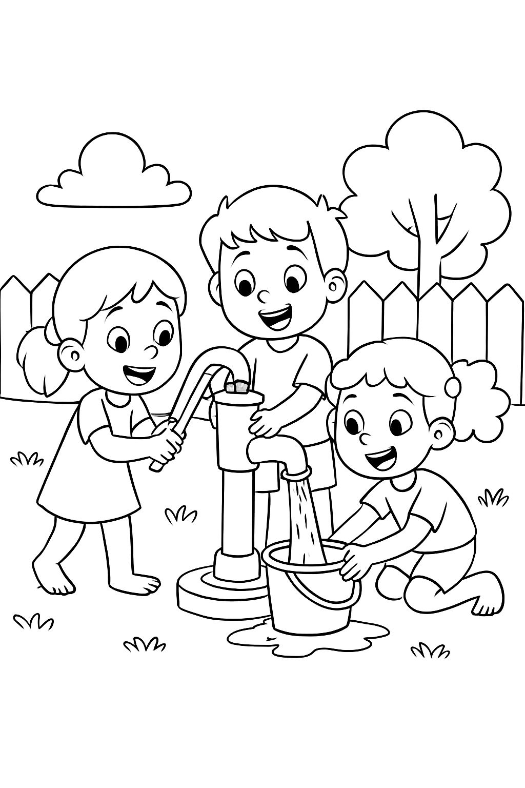 Crianças na bomba de água