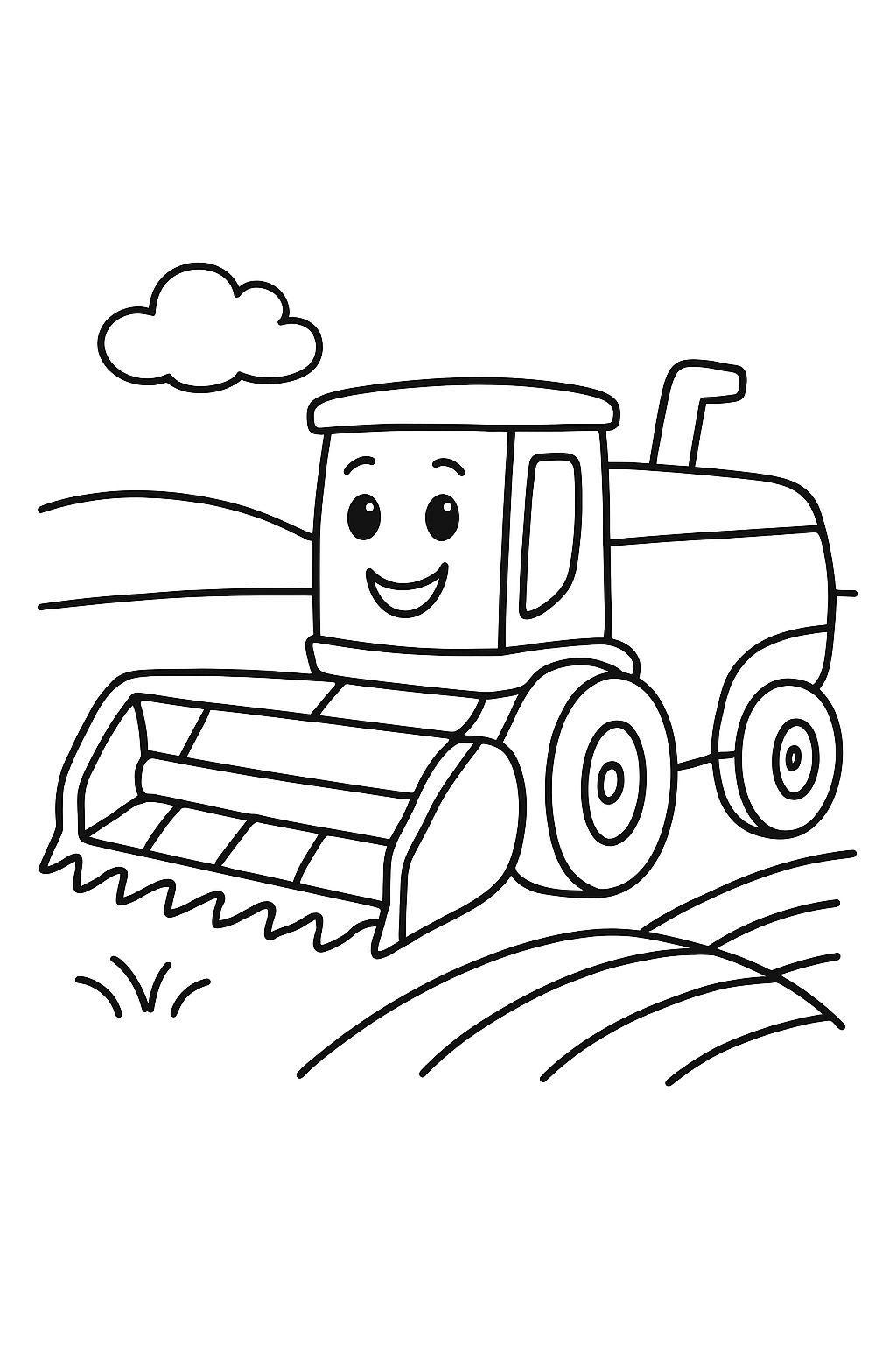 Friendly combine harvester in the field Friendly combine harvester in the field