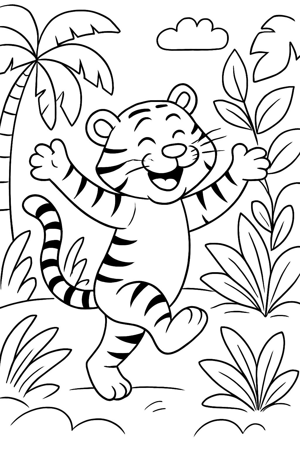 tigre dansant dans la jungle