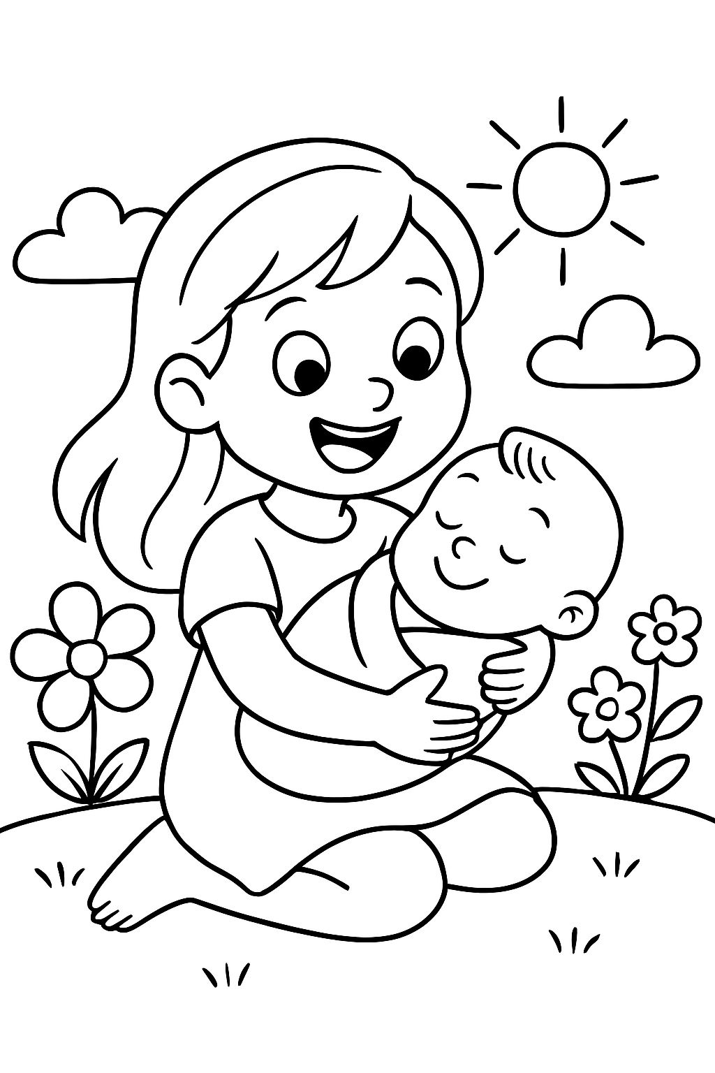 une grande sœur avec son petit frère nouveau-né