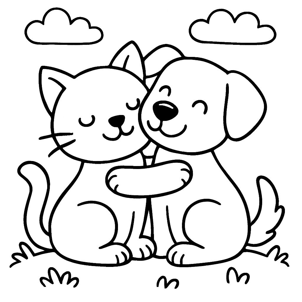 chat et chien s'enlacent chat et chien s'enlacent