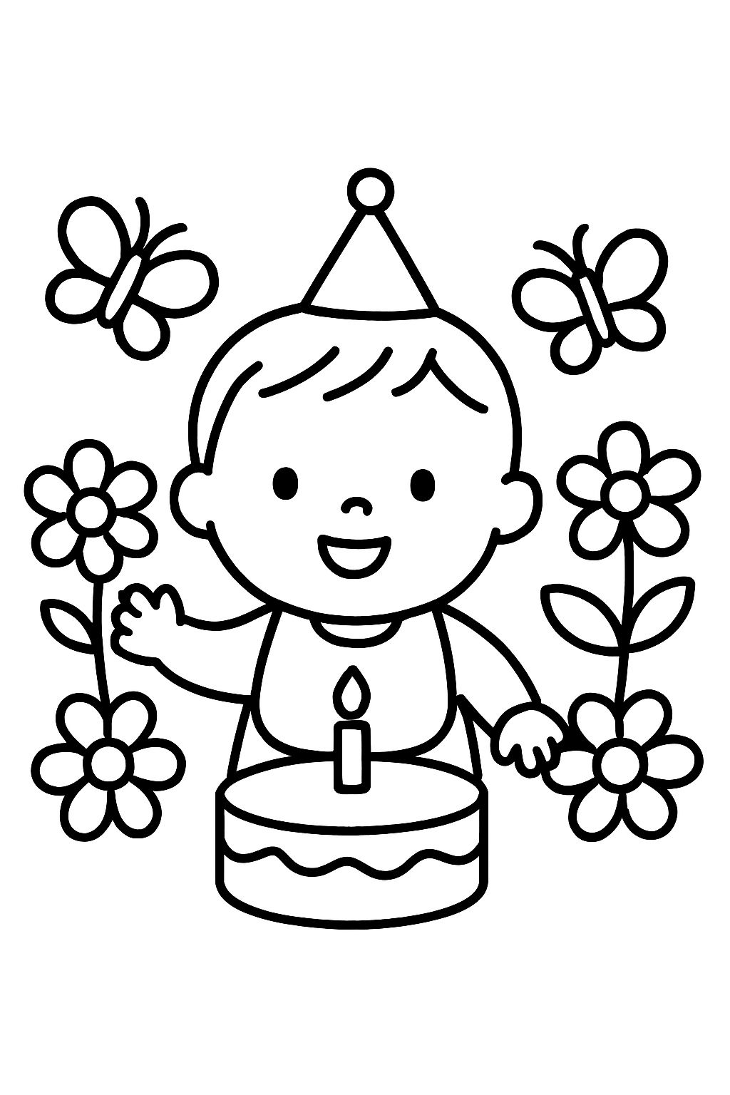 A baby’s birthday with flowers. Short hair. Butterflies. A baby’s birthday with flowers. Short hair. Butterflies.