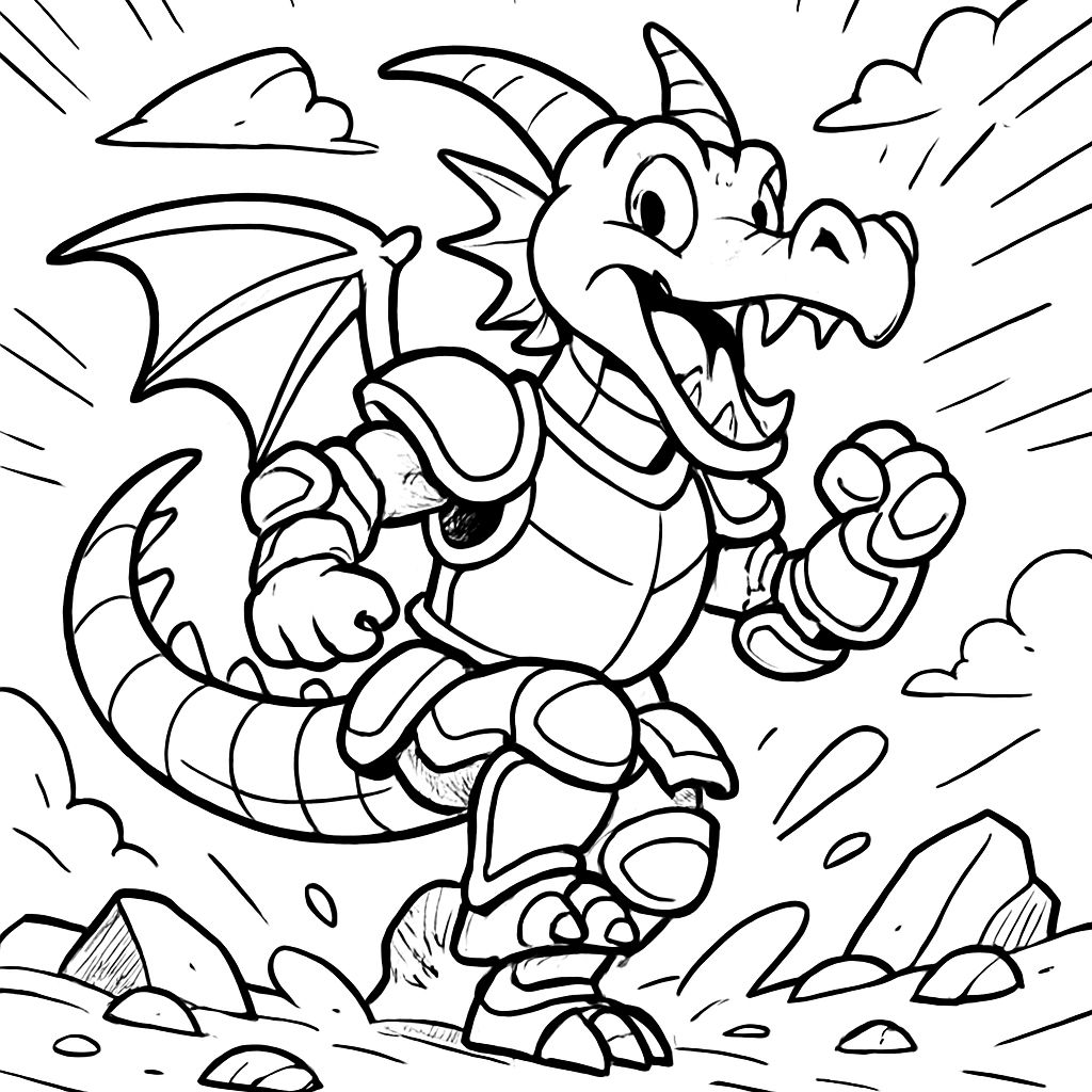 um dragão usando armadura