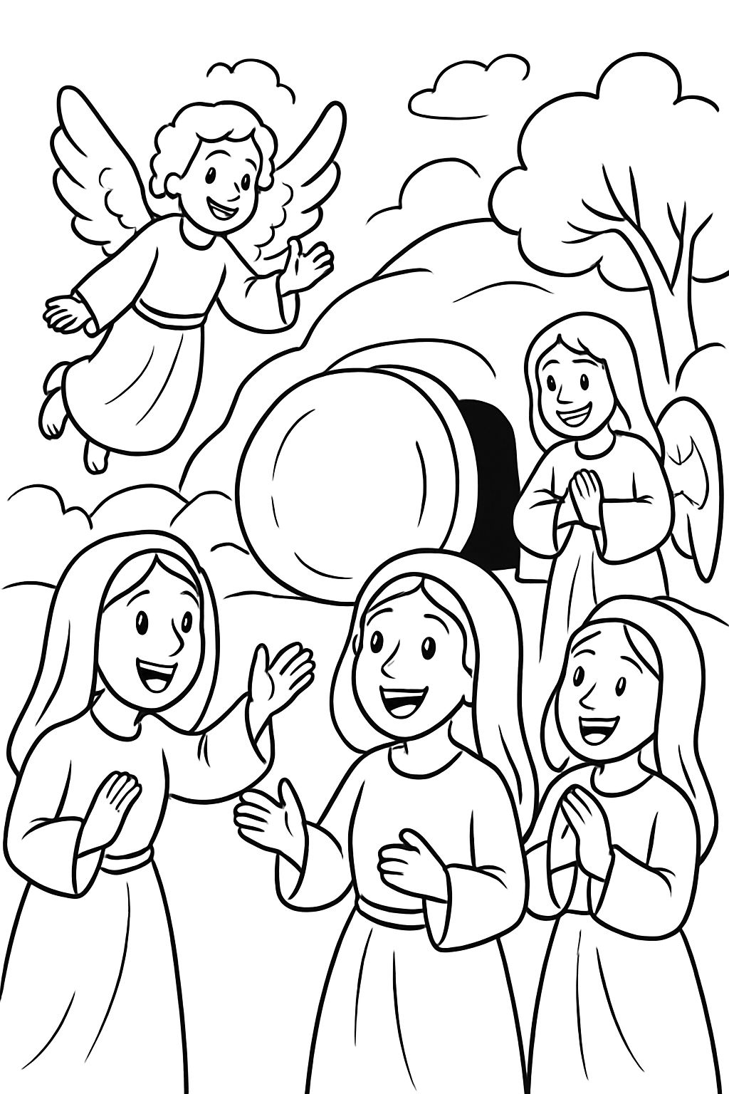 Das leere Grab mit Frauen und den Engeln