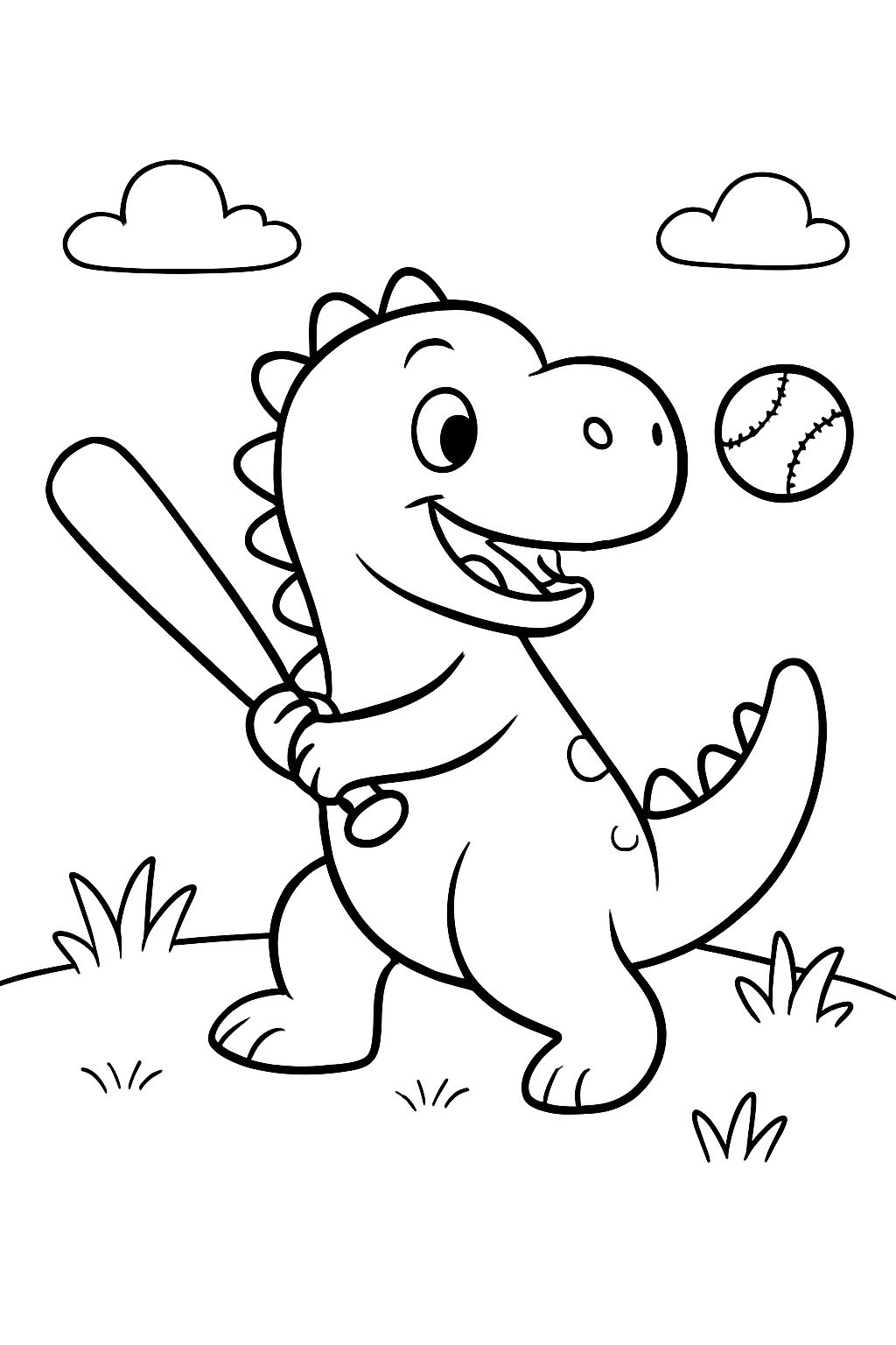 Un dinosaure jouant au baseball