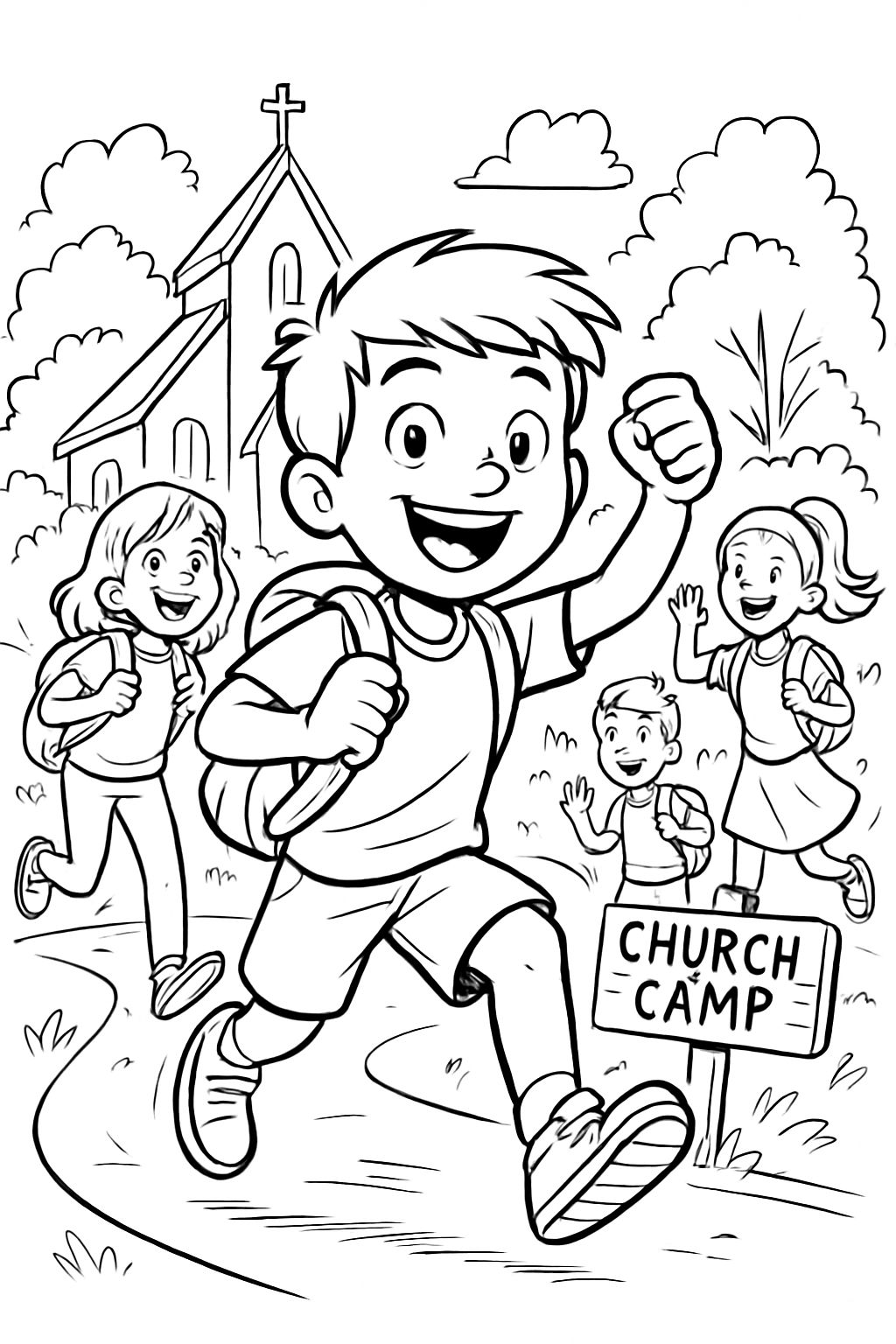 Kids going to church camp