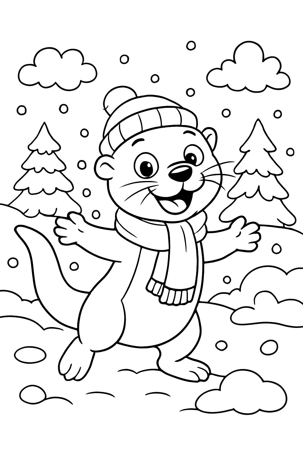 un loutre dans la neige