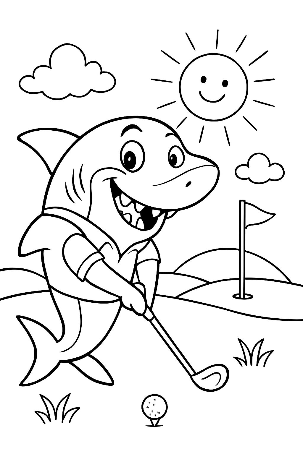 Shark playing golf.