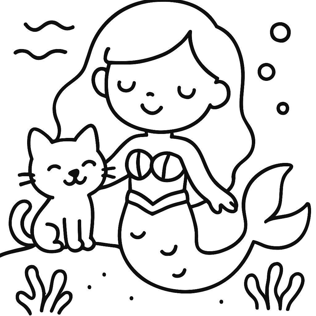 Uma sereia e um gato Uma sereia e um gato