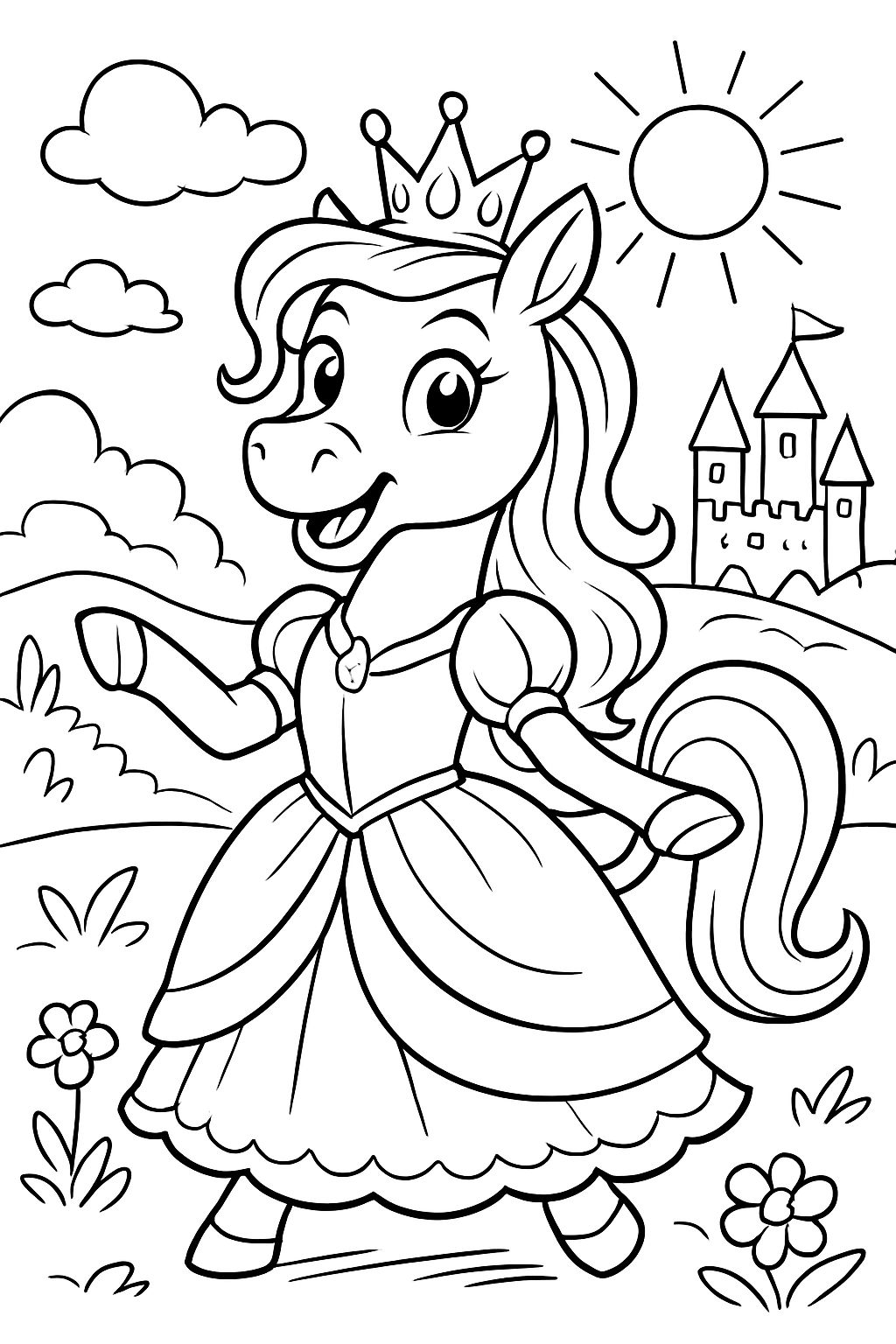 Ein pferd im prinzessin kleid mit krone Ein pferd im prinzessin kleid mit krone