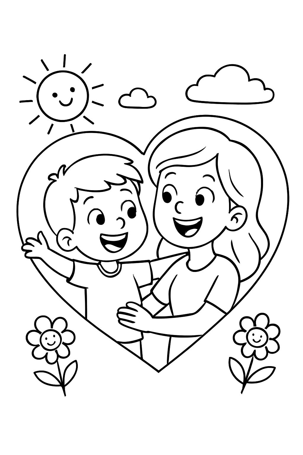Ein Herz, in dem Mama und ein Kind sind.