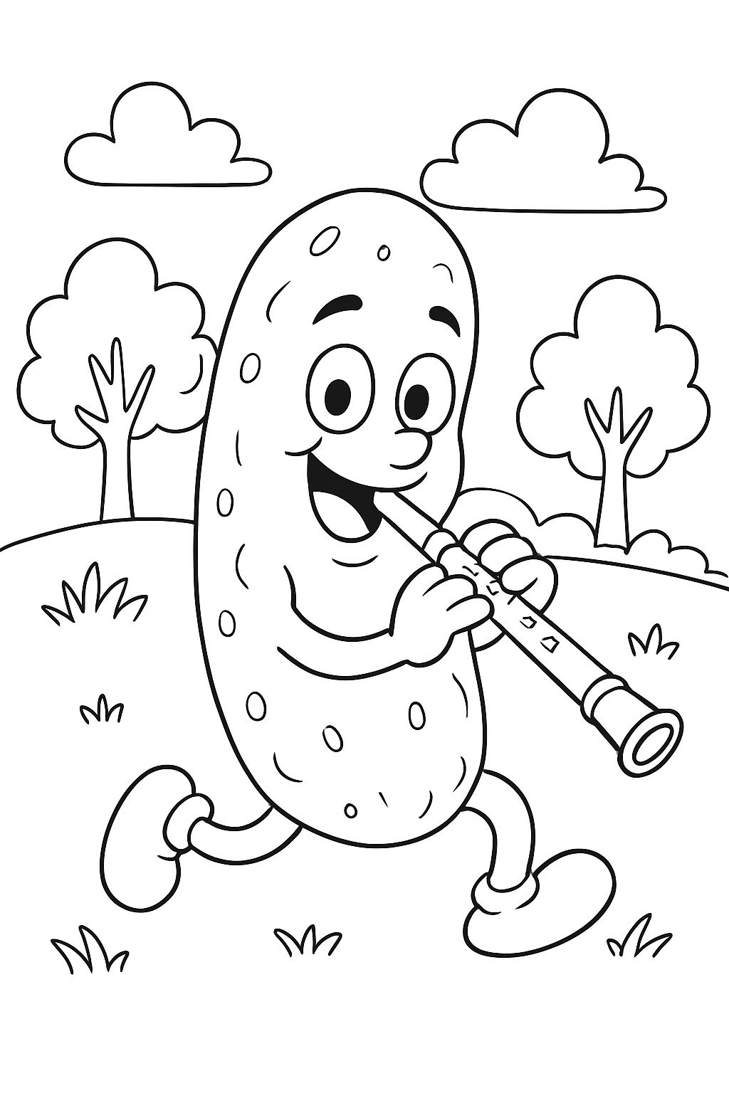 um picles tocando piccolo