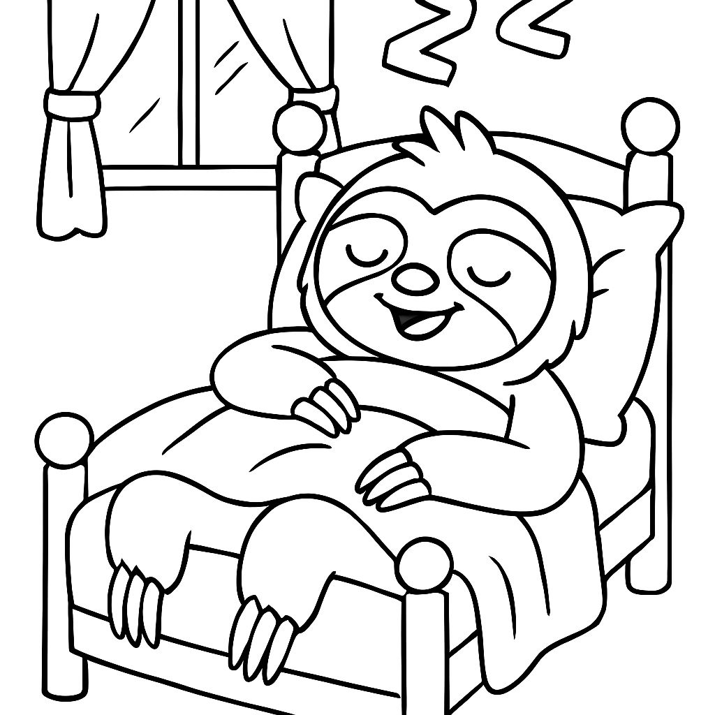 um bicho-preguiça deitado confortavelmente na cama e dormindo um bicho-preguiça deitado confortavelmente na cama e dormindo