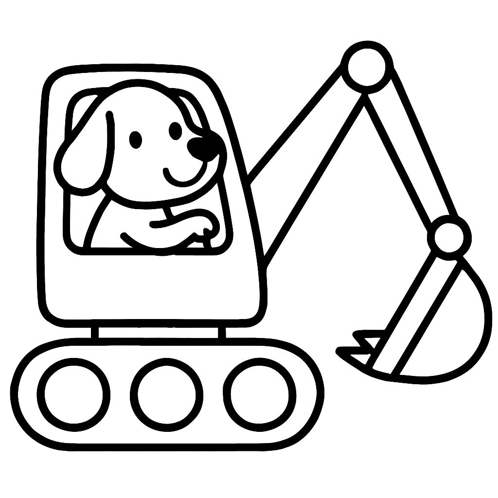 Un perro operando una excavadora Un perro operando una excavadora